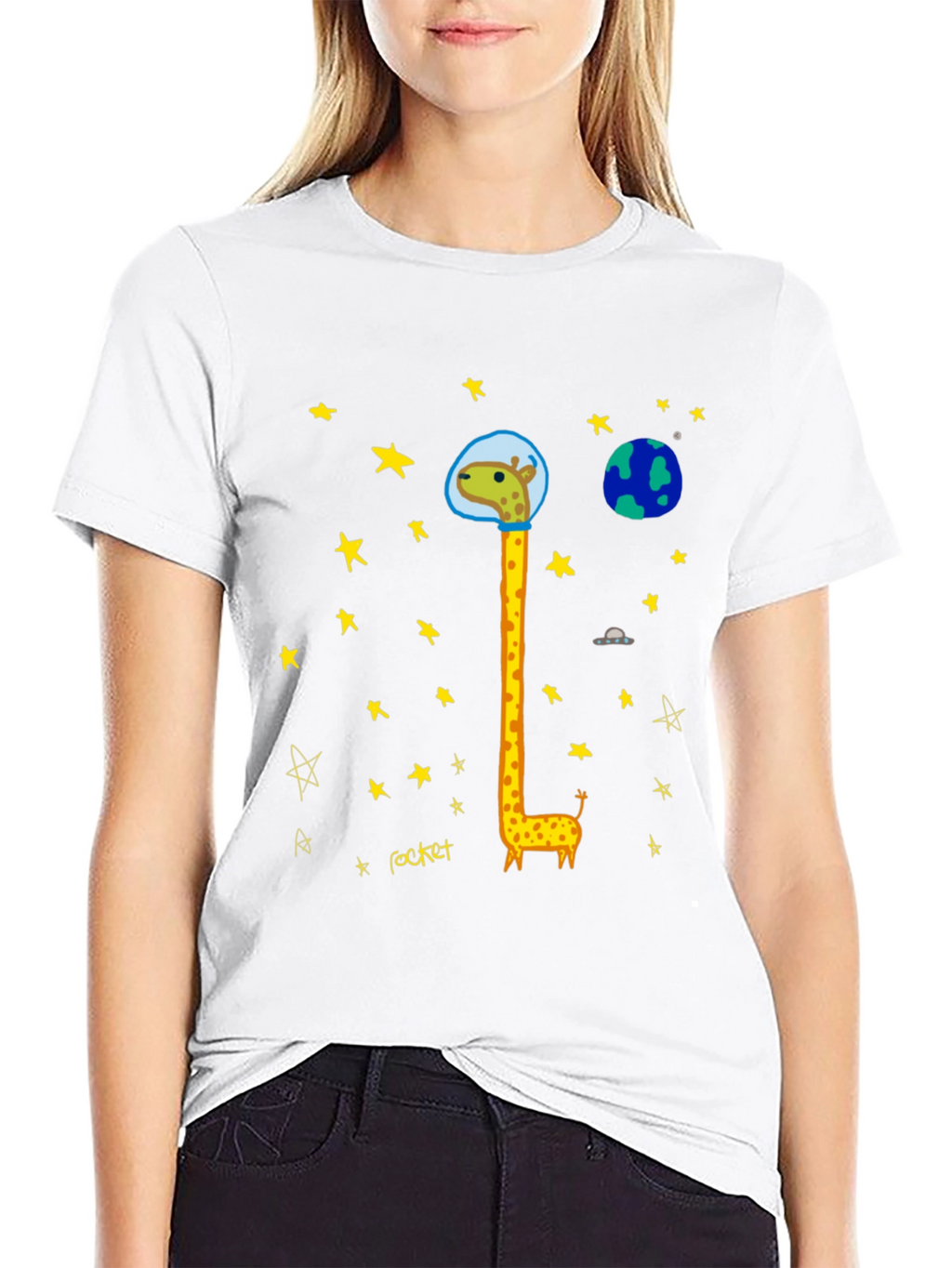 Giraffe Astronaut Graphic T-Shirt