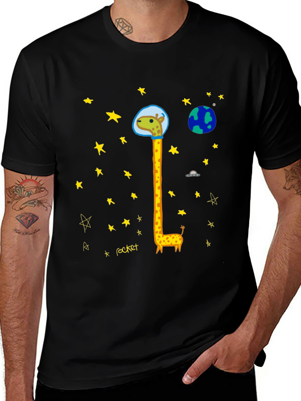 Giraffe Astronaut Graphic T-Shirt