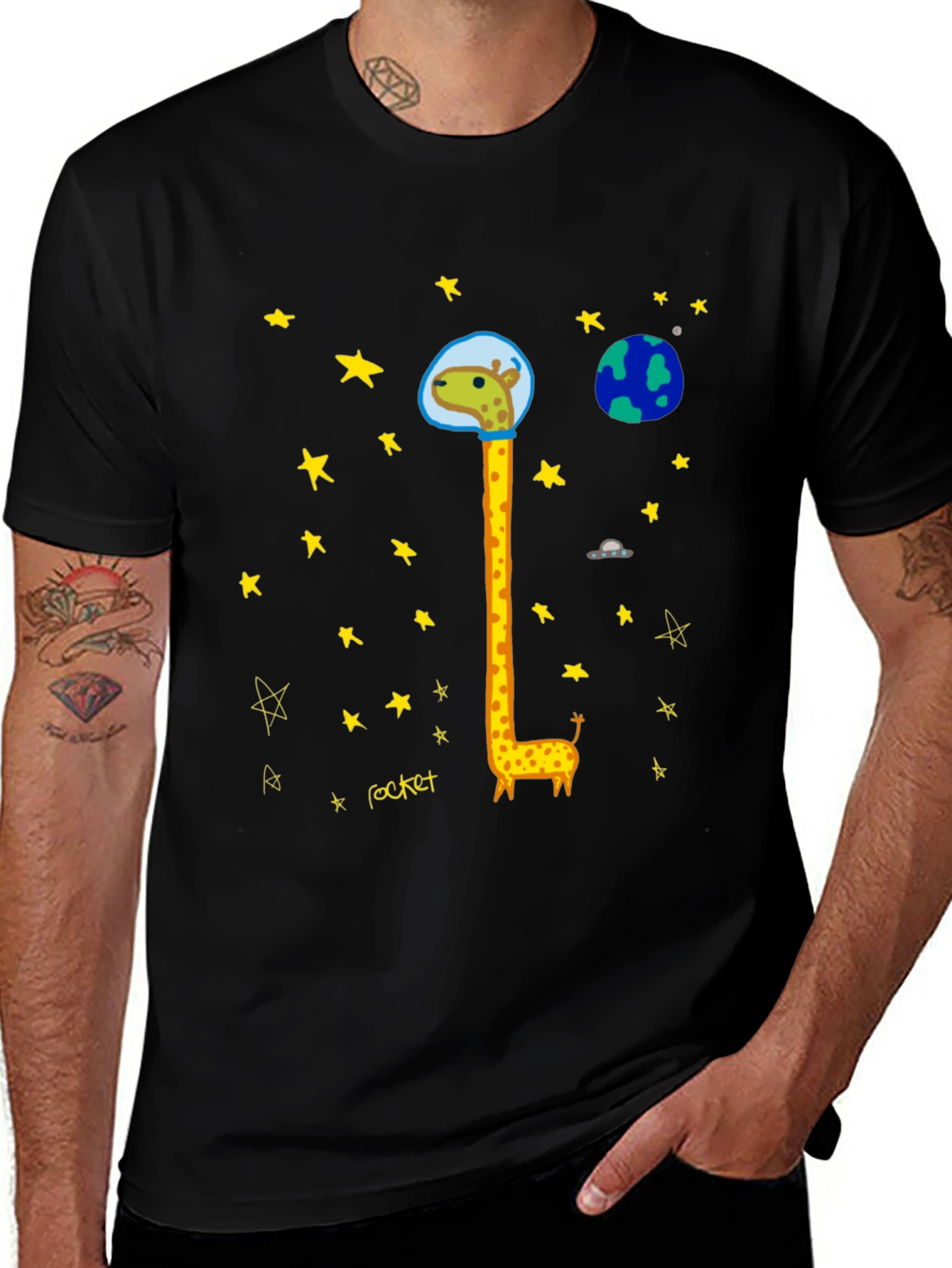 Giraffe Astronaut Graphic T-Shirt