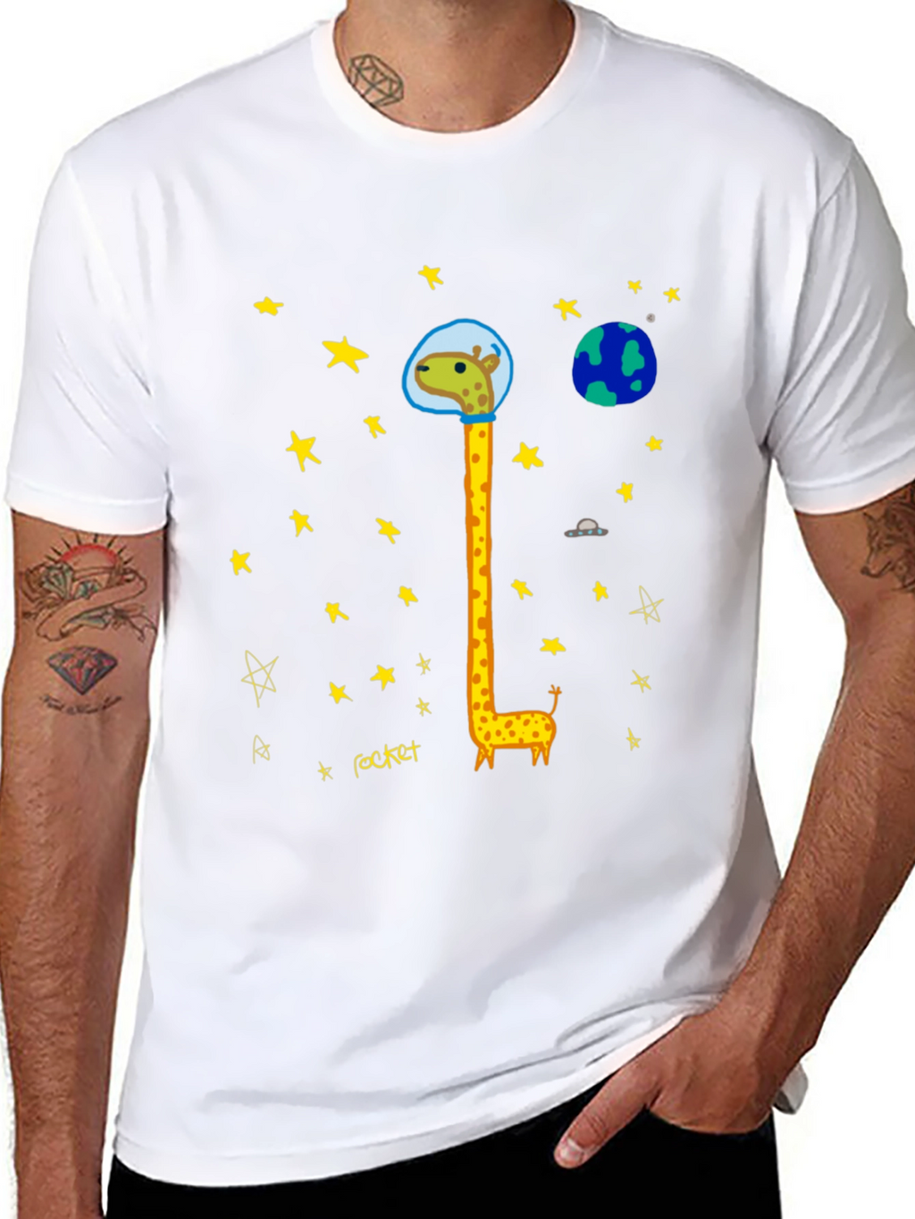 Giraffe Astronaut Graphic T-Shirt