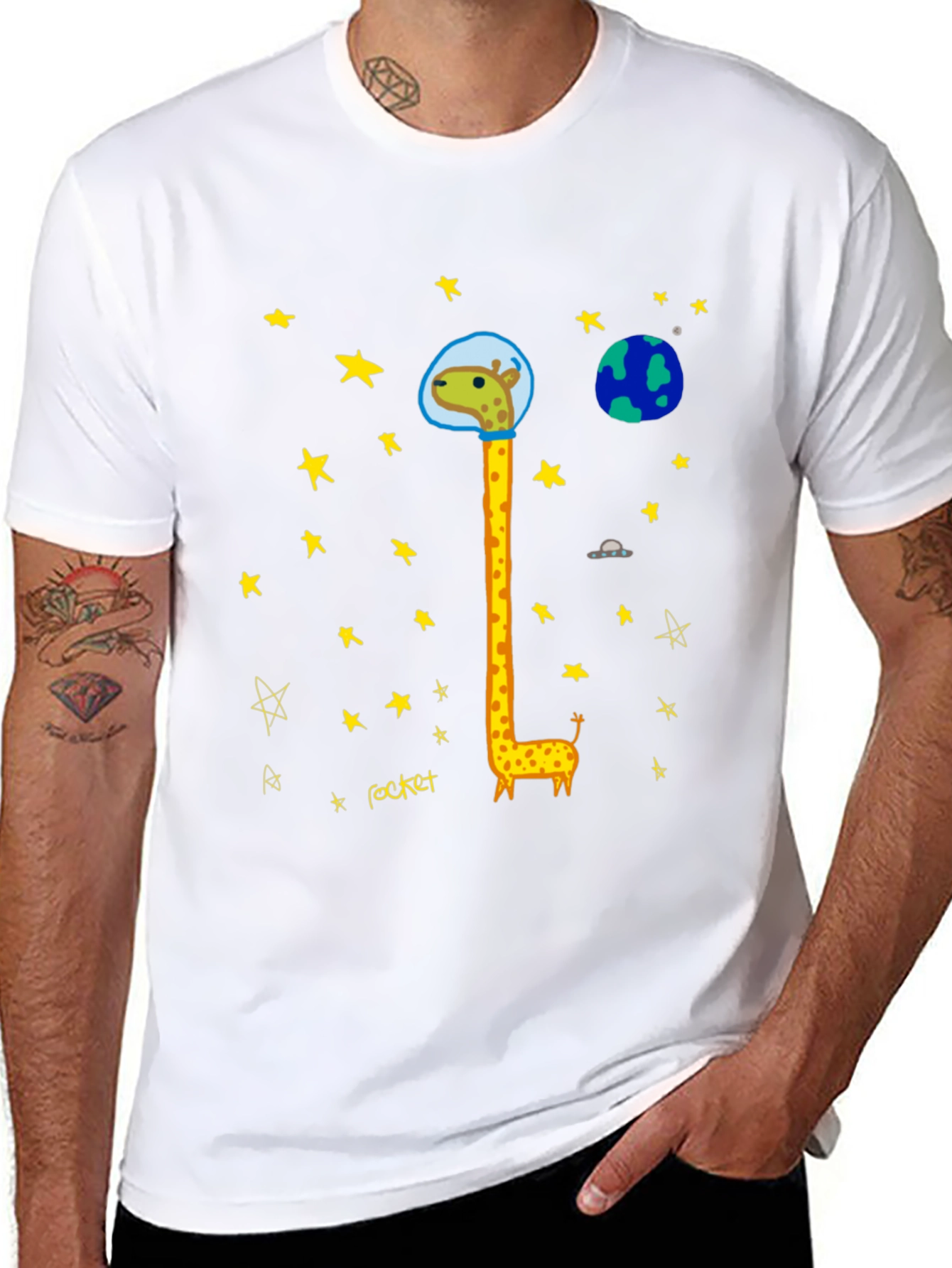 Giraffe Astronaut Graphic T-Shirt