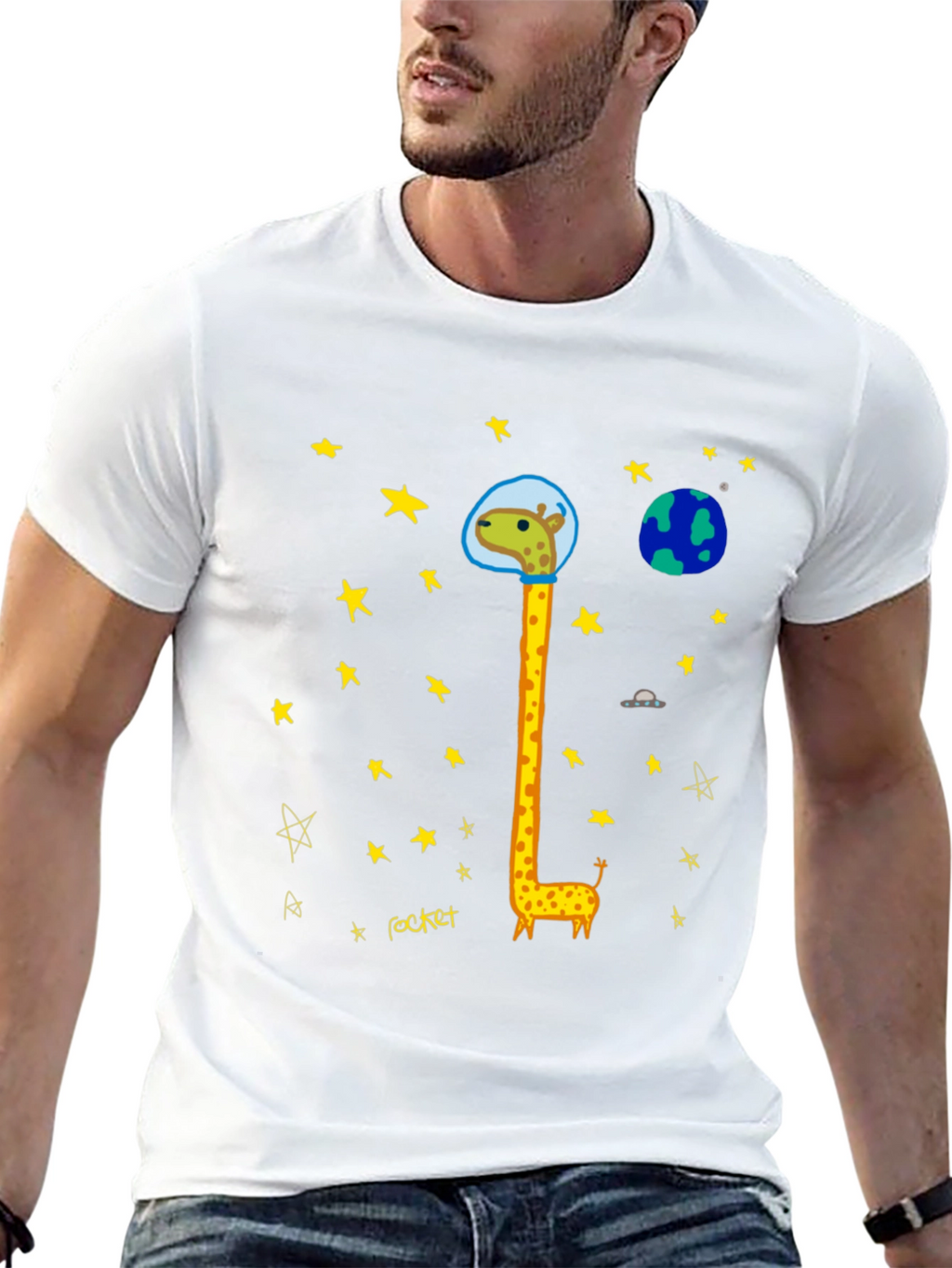 Giraffe Astronaut Graphic T-Shirt