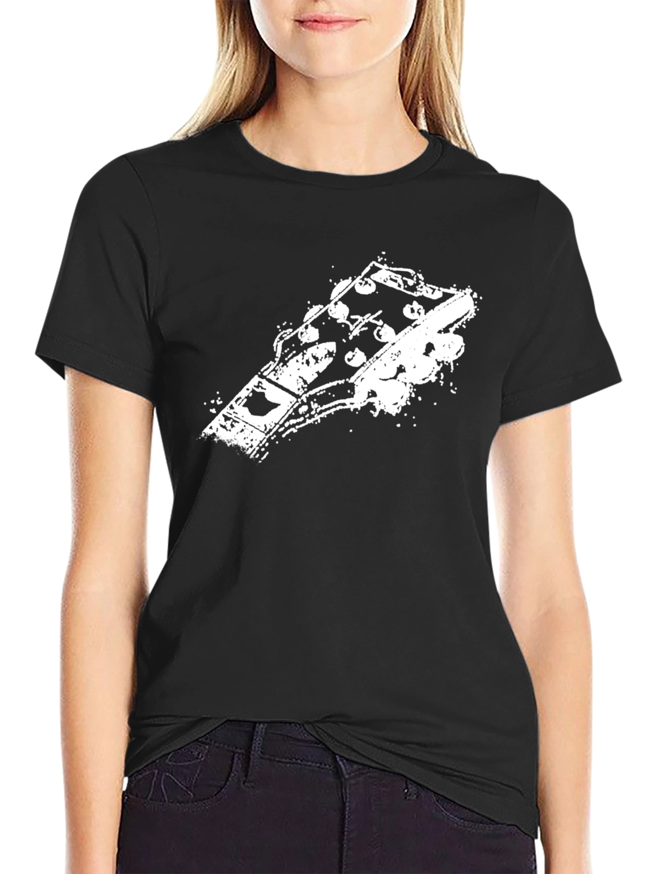 Guitar Headstock Graphic Tee - Black