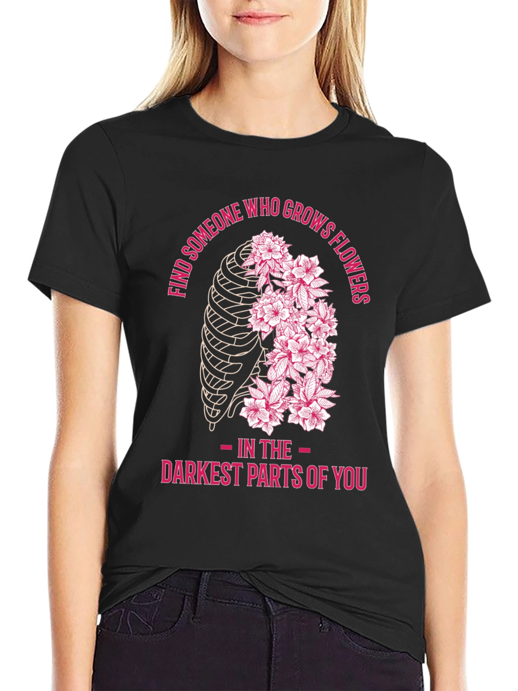 Floral Rib Cage Graphic T-Shirt
