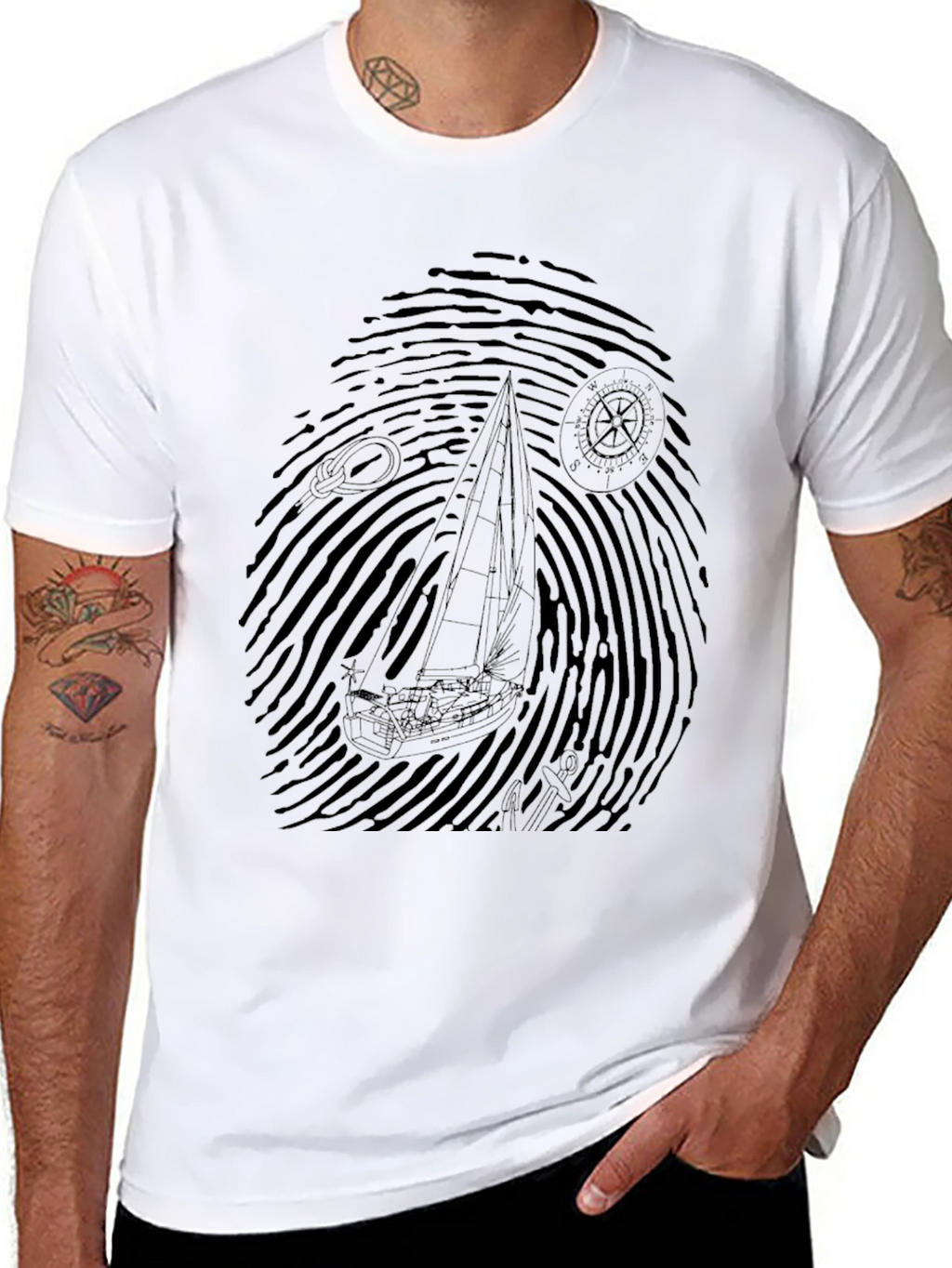 Nautical Fingerprint Sailboat Graphic Tee