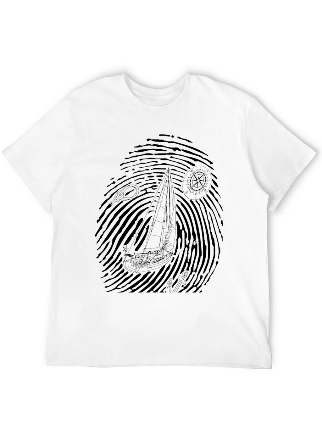 Nautical Fingerprint Sailboat Graphic Tee