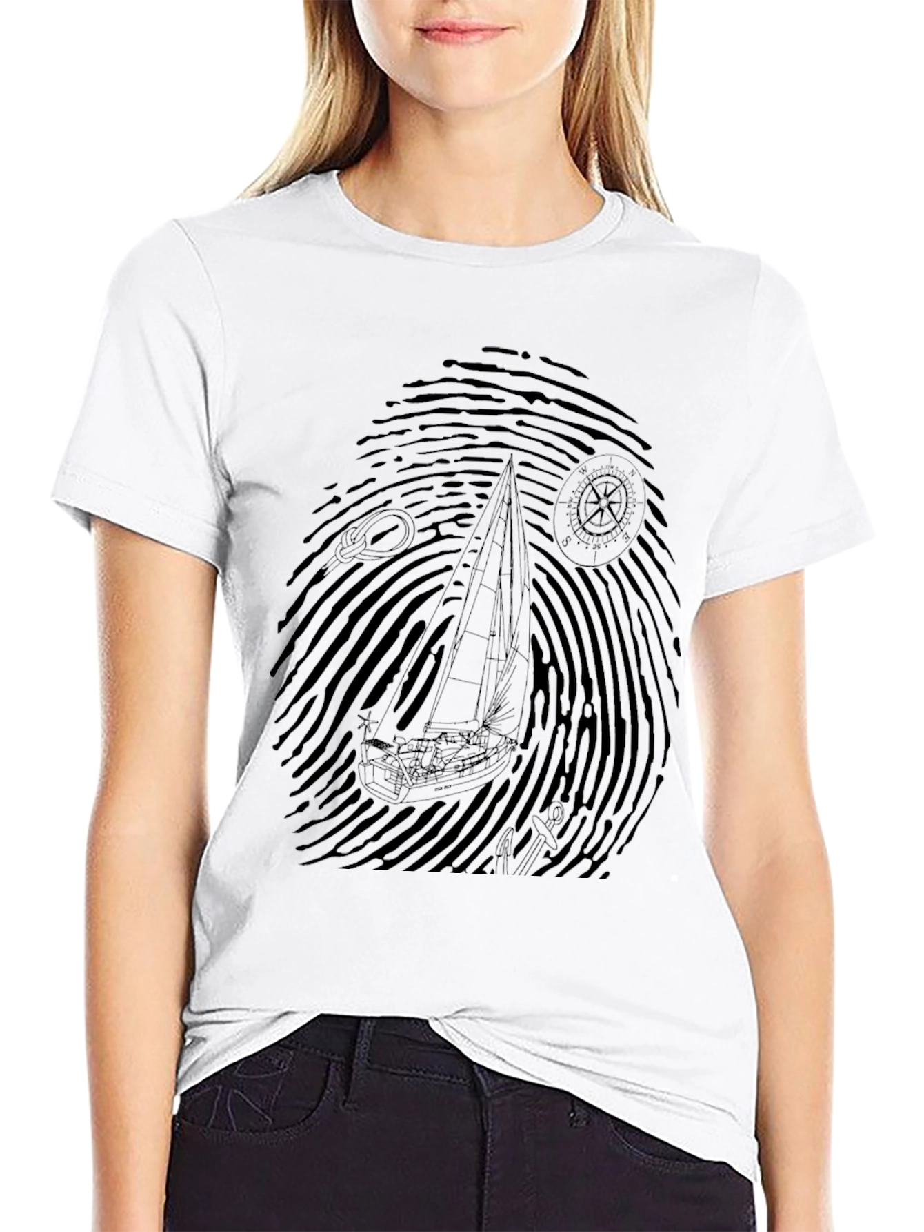Nautical Fingerprint Sailboat Graphic Tee
