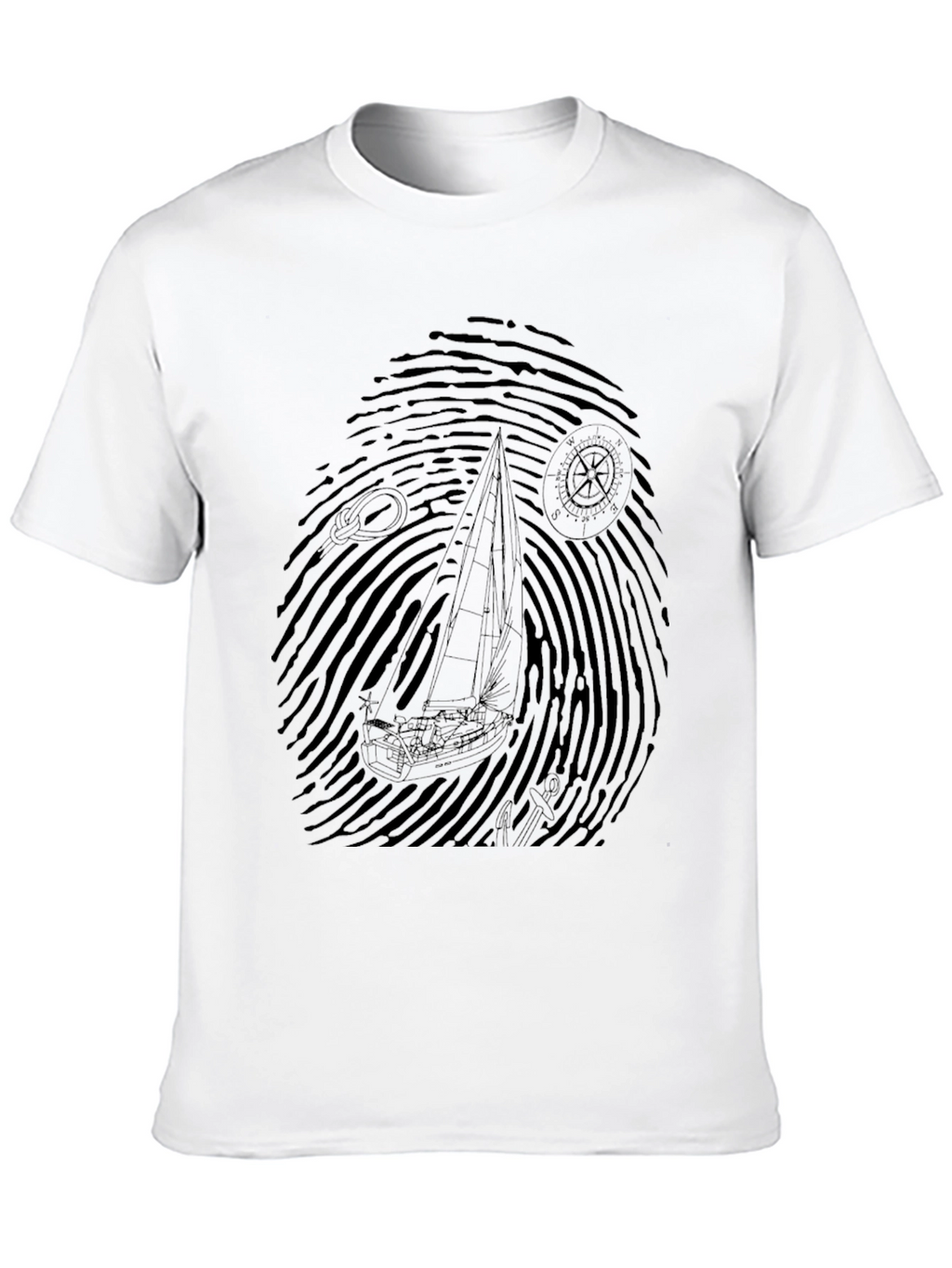 Nautical Fingerprint Sailboat Graphic Tee