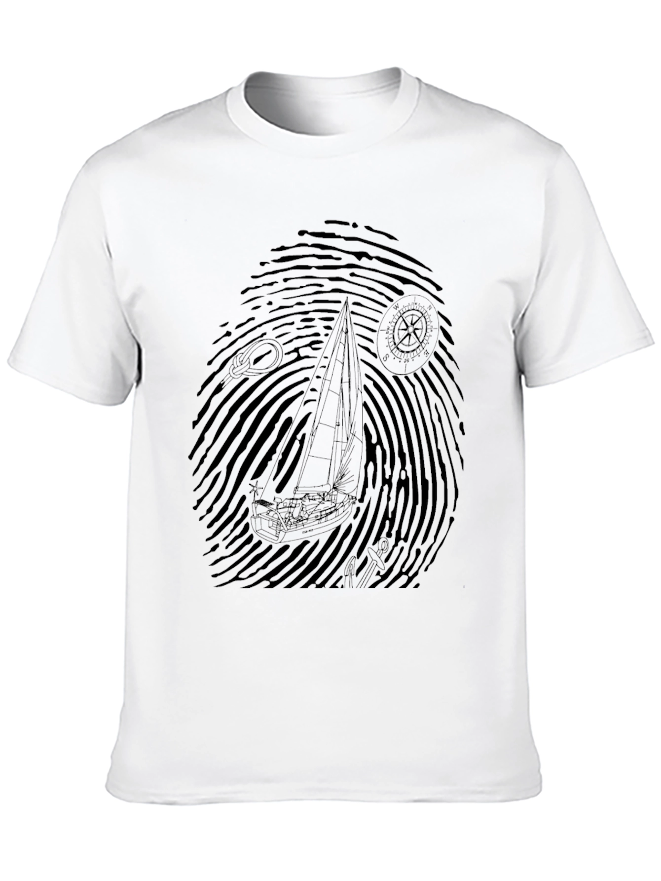 Nautical Fingerprint Sailboat Graphic Tee