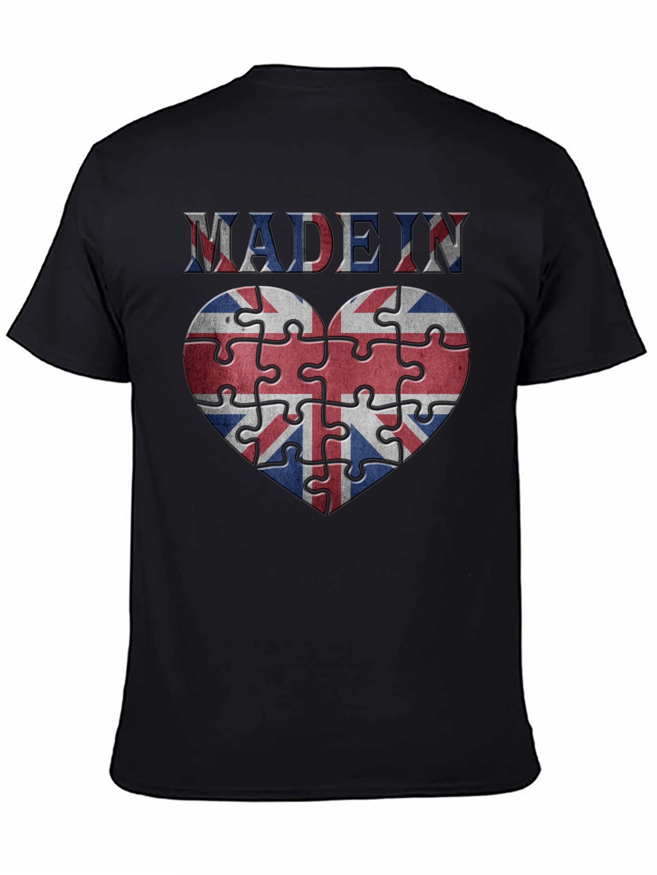 Union Jack Puzzle Heart T-Shirt - Made in UK Style