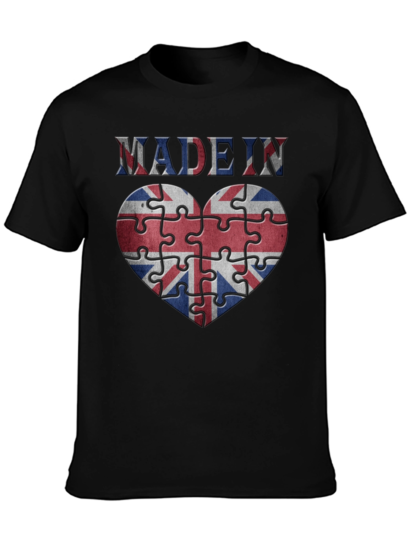 Union Jack Puzzle Heart T-Shirt - Made in UK Style
