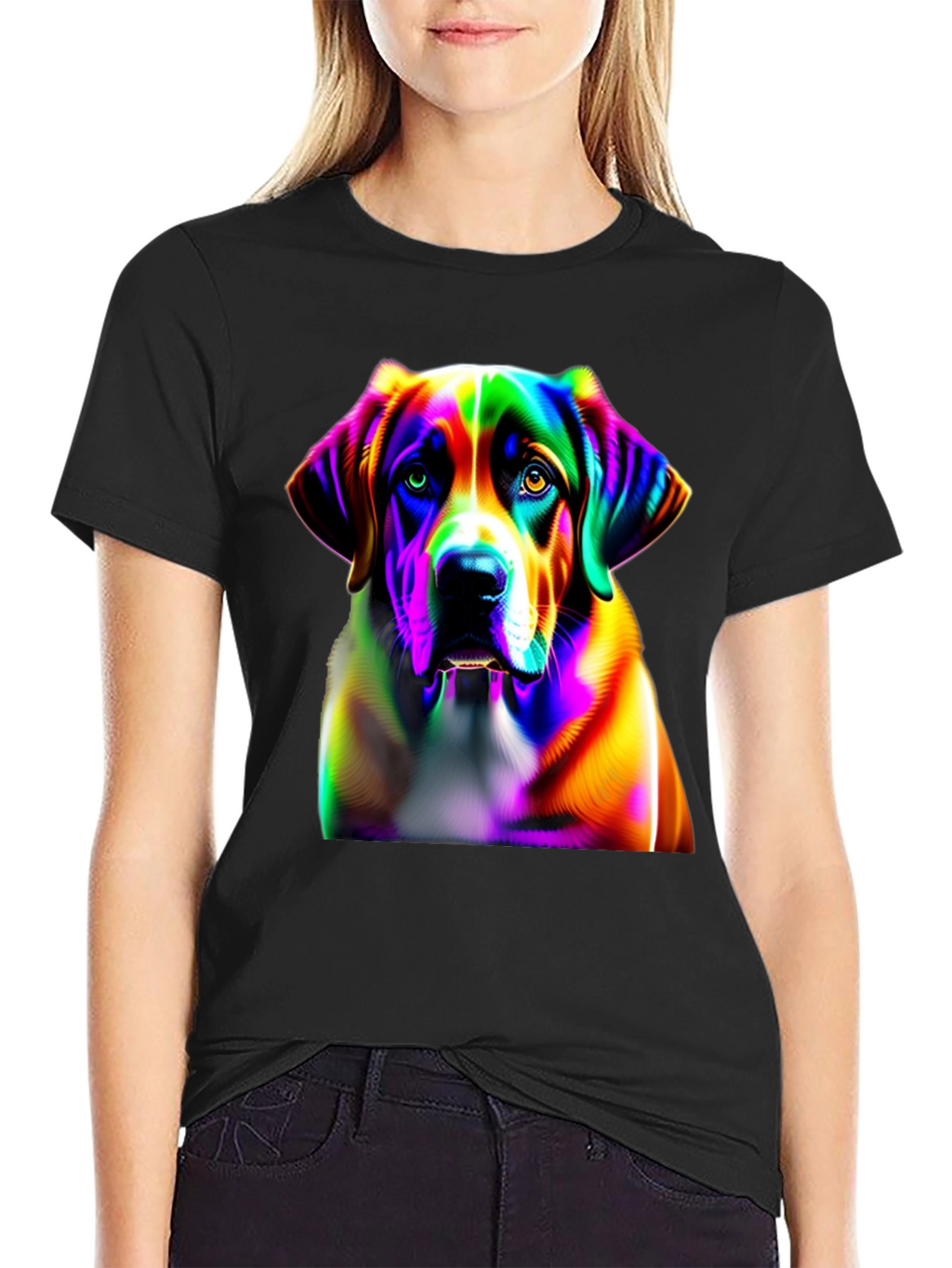 Rainbow Dog Graphic Tee - Unique Artistic Design