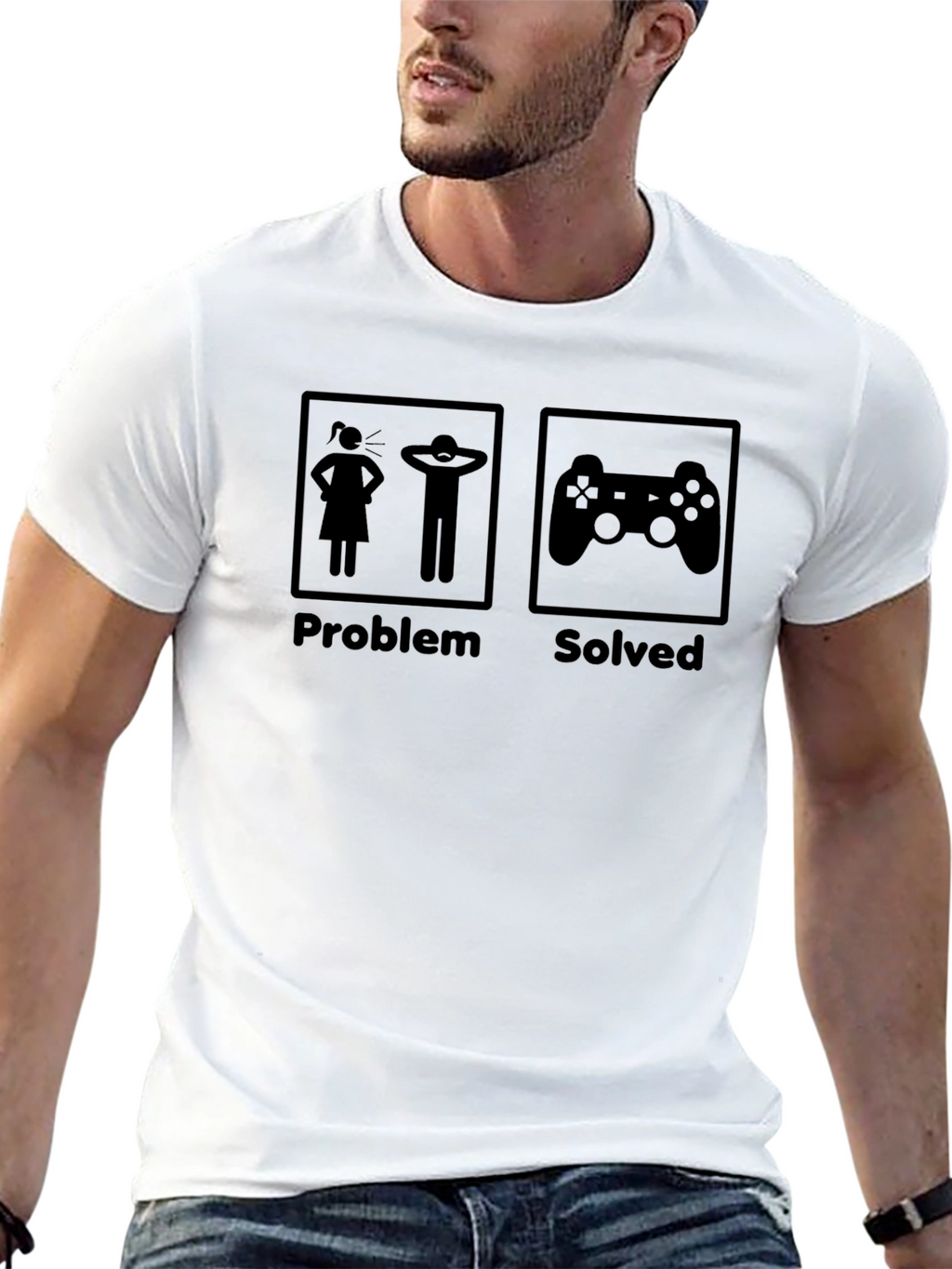 Gamer Problem Solved Graphic Tee - Funny Gaming T-Shirt