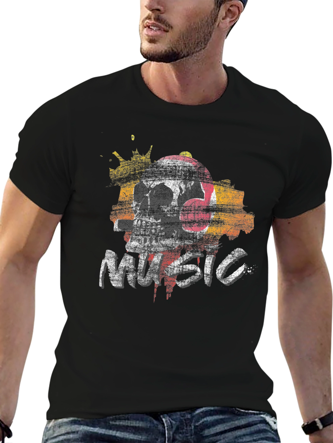 Skull Music Graphic Tee - Black