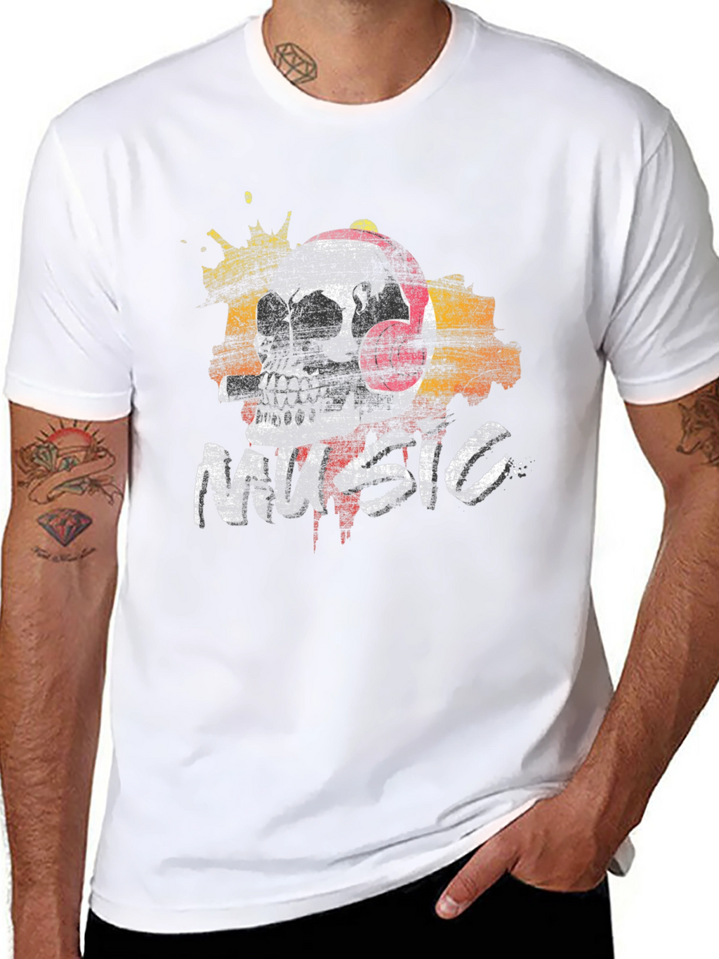 Skull Music Graphic Tee - Black