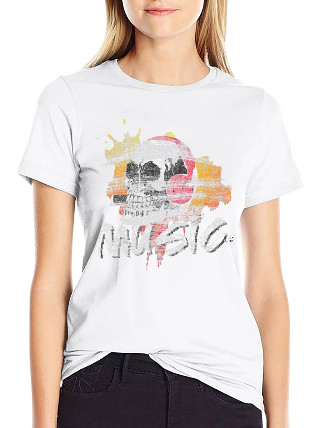 Skull Music Graphic Tee - Black