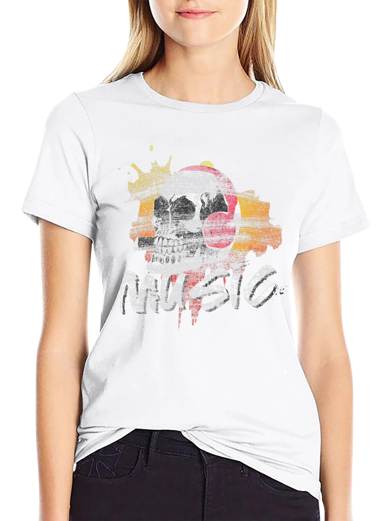 Skull Music Graphic Tee - Black
