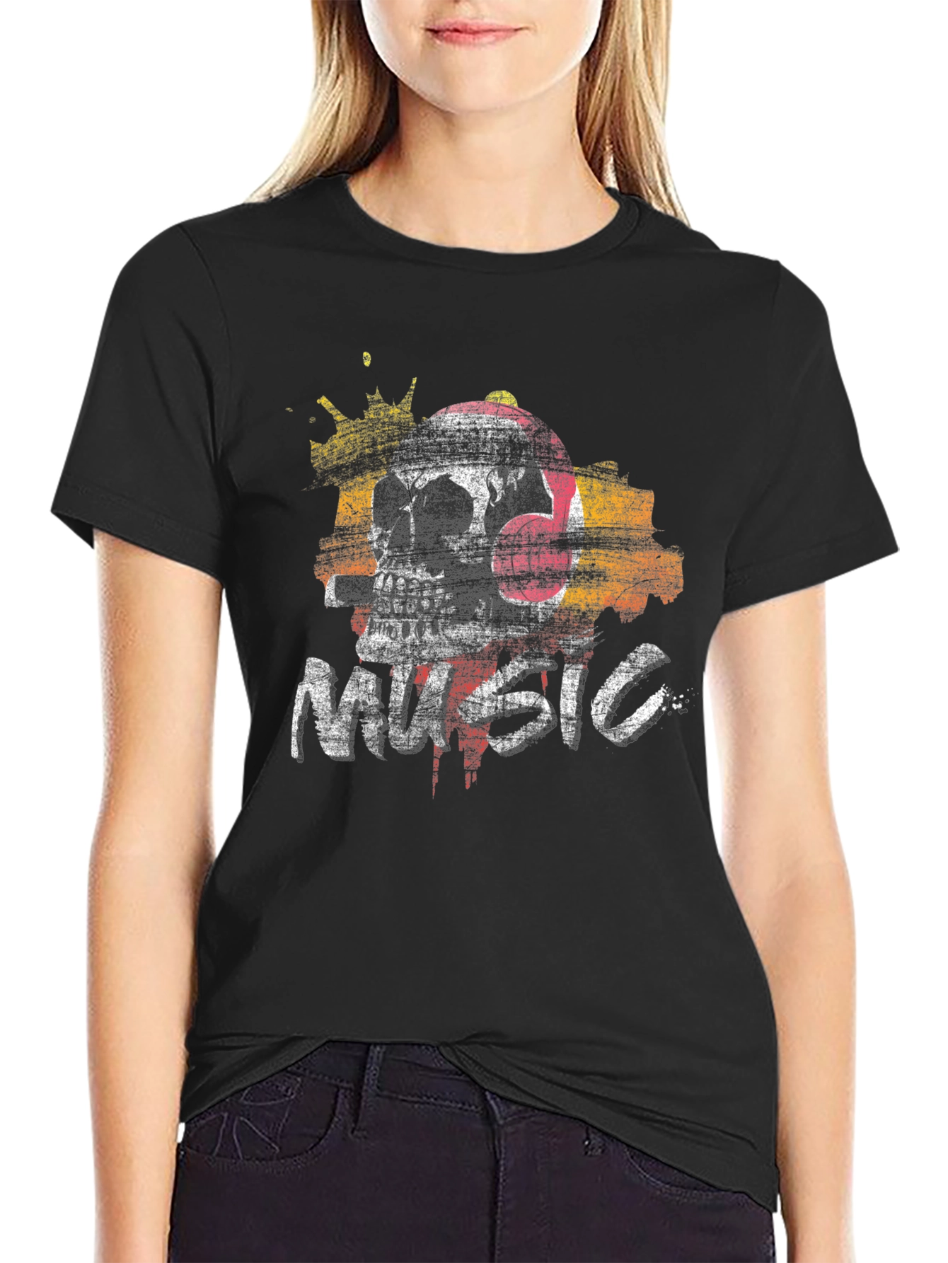 Skull Music Graphic Tee - Black