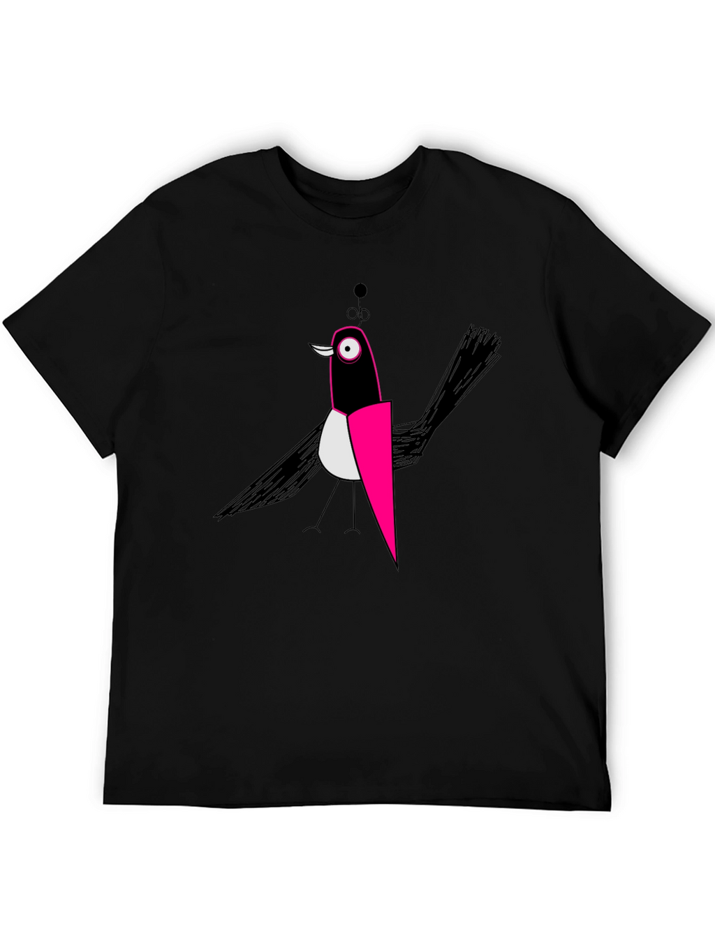 Abstract Bird Graphic Black T-Shirt