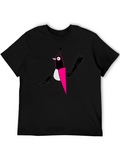 Abstract Bird Graphic Black T-Shirt