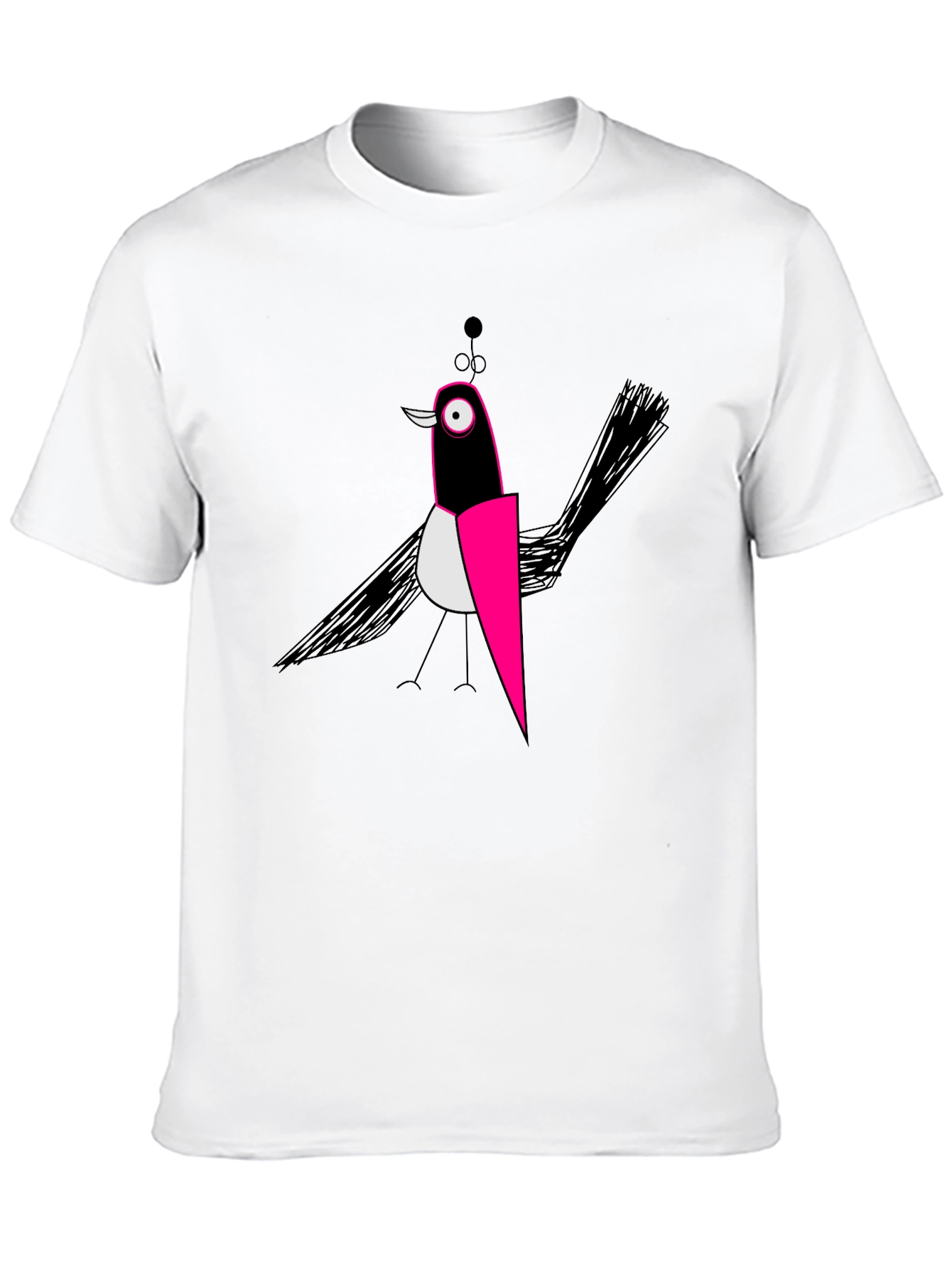 Abstract Bird Graphic Black T-Shirt