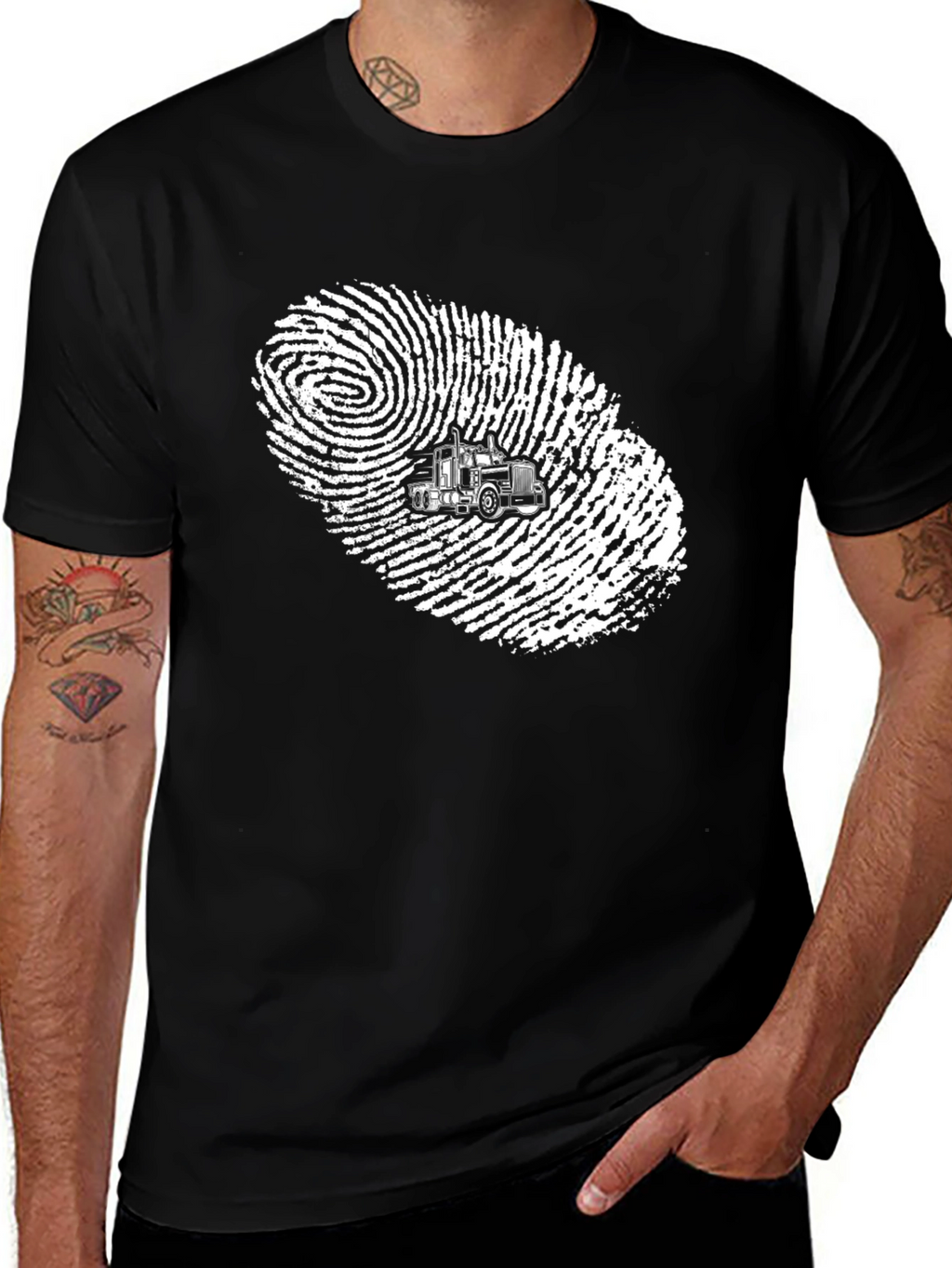 Trucker Fingerprint Graphic T-Shirt
