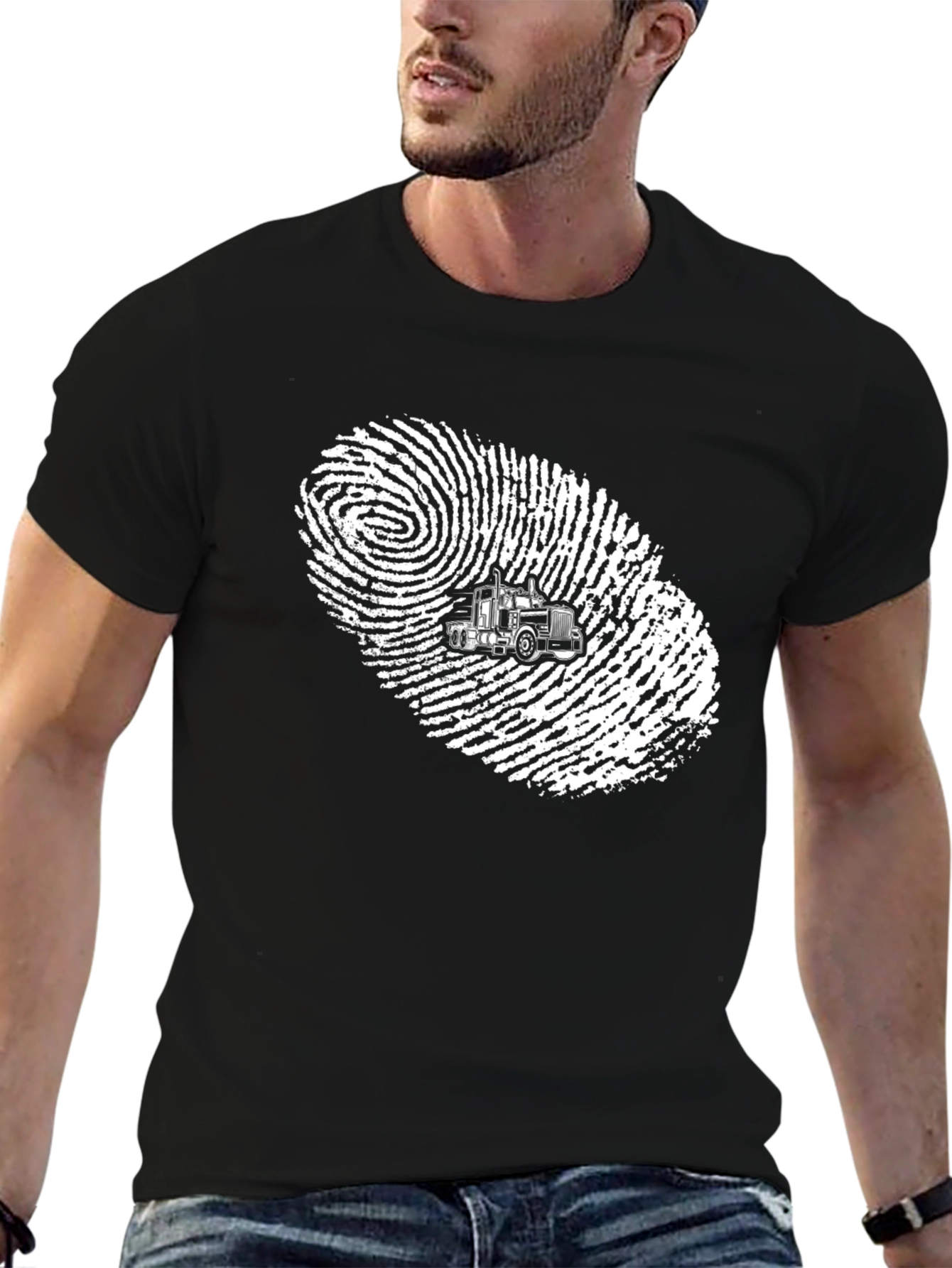 Trucker Fingerprint Graphic T-Shirt
