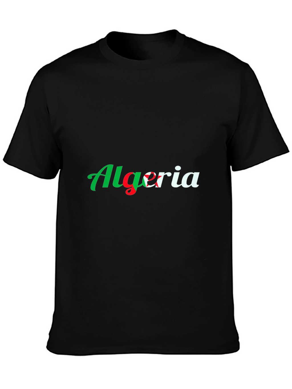 Algeria Flag Graphic T-Shirt - Black