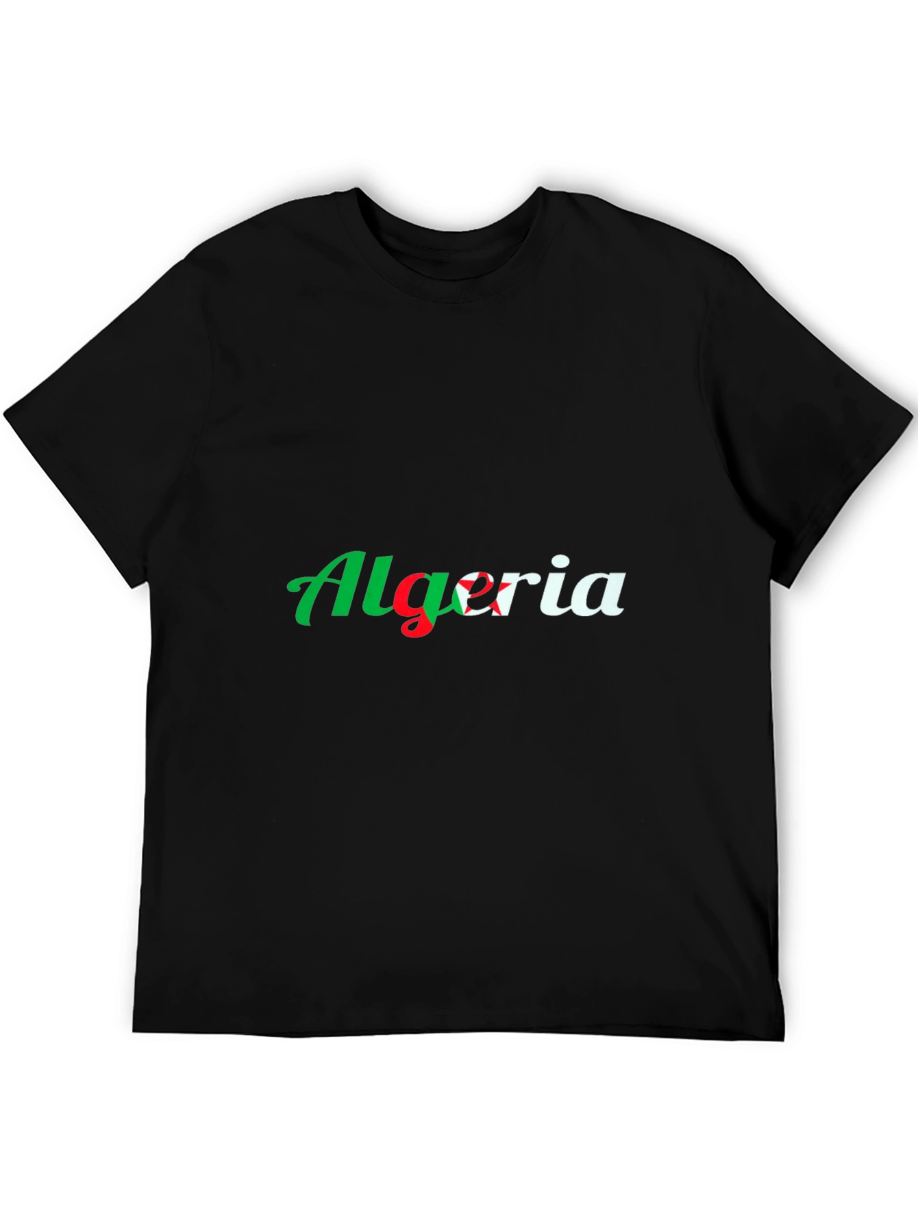Algeria Flag Graphic T-Shirt - Black