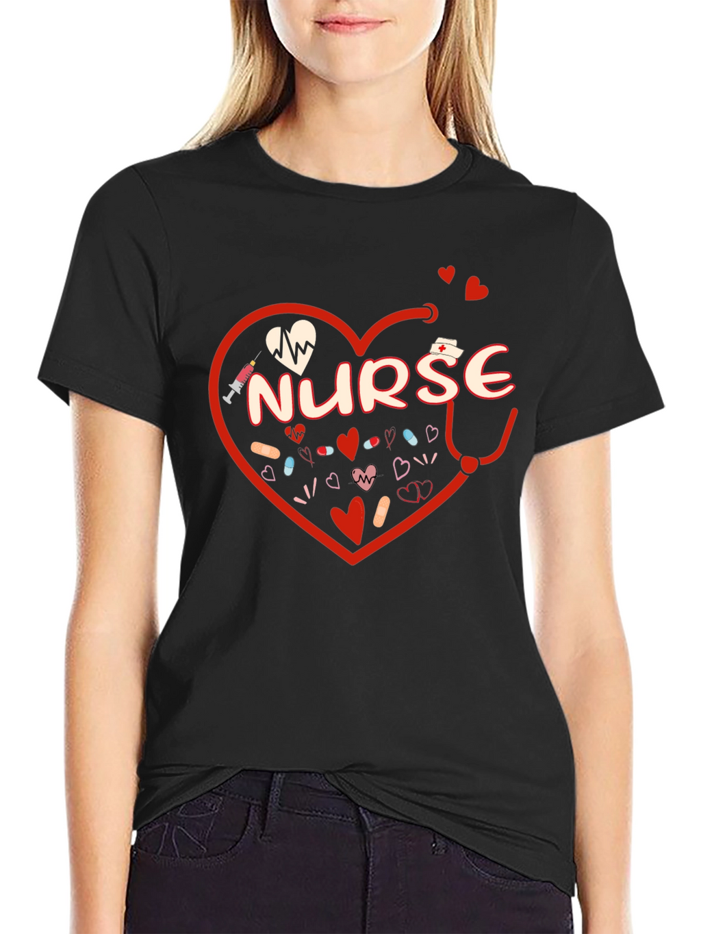 Nurse Heart Graphic T-Shirt - Medical Professional Tee