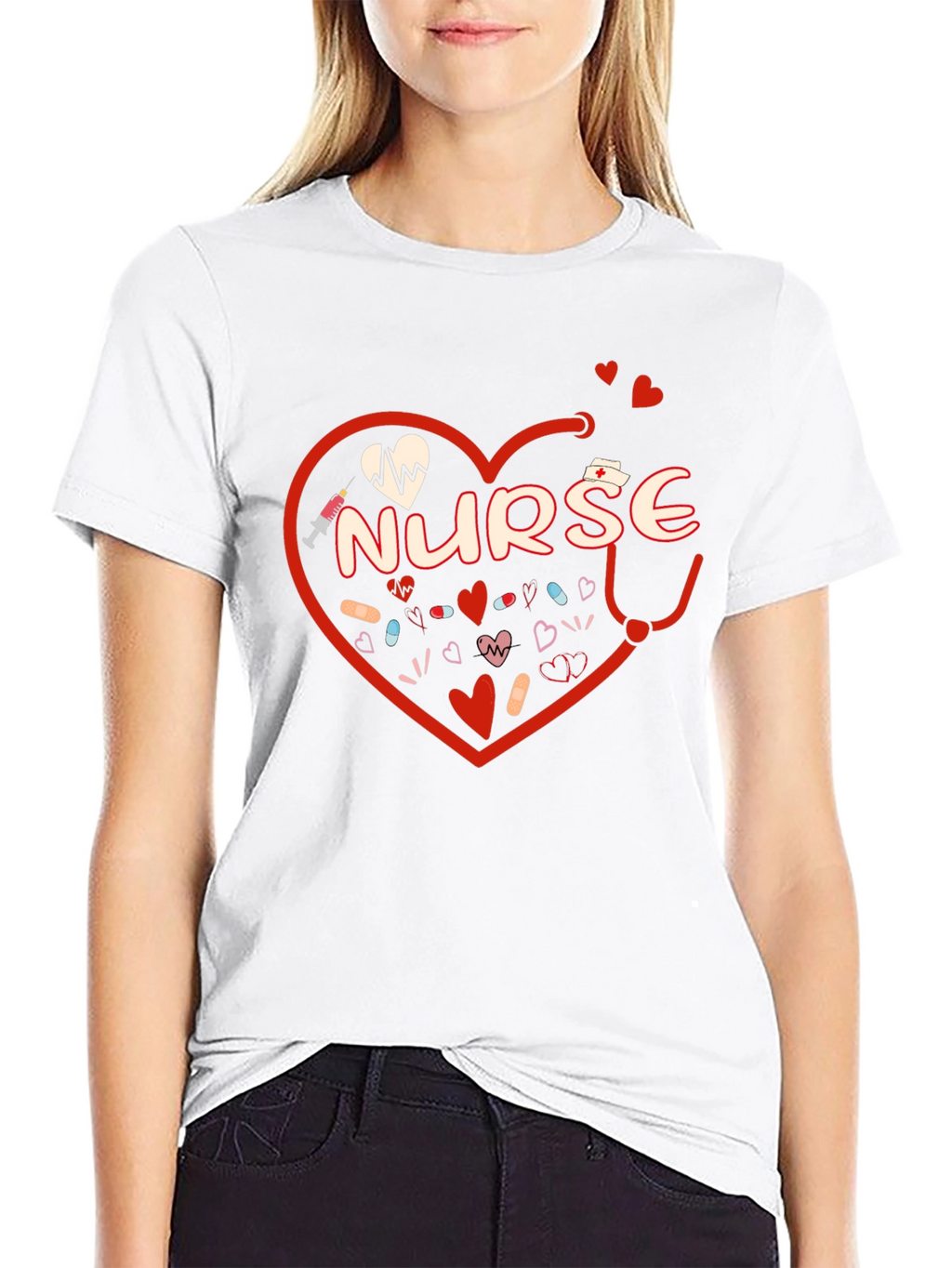 Nurse Heart Graphic T-Shirt - Medical Professional Tee
