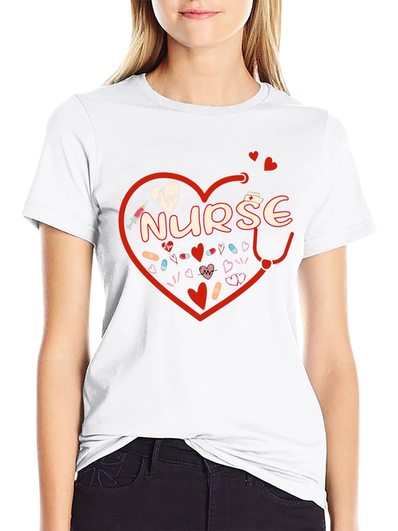 Nurse Heart Graphic T-Shirt - Medical Professional Tee