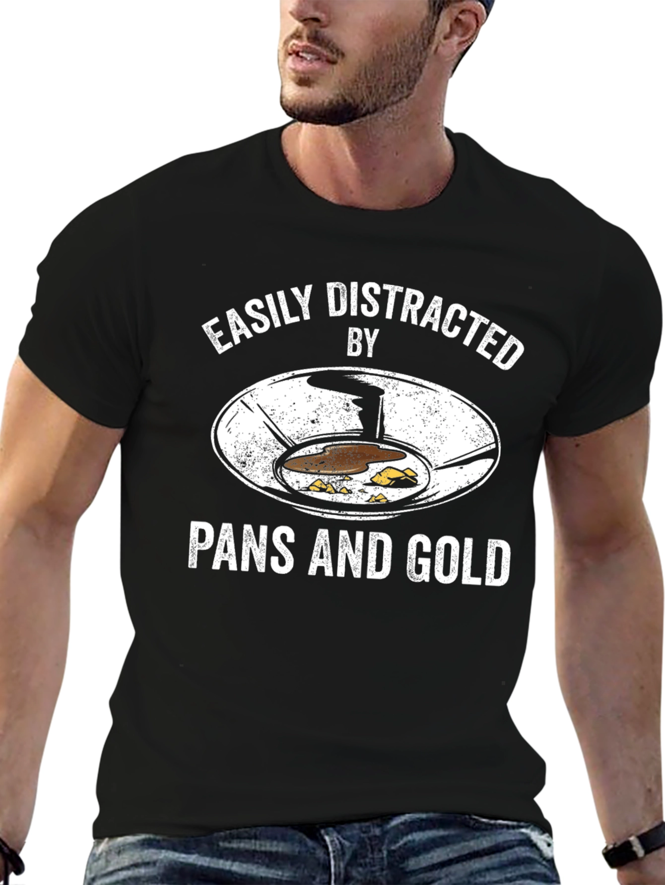 Easily Distracted by Pans and Gold T-Shirt