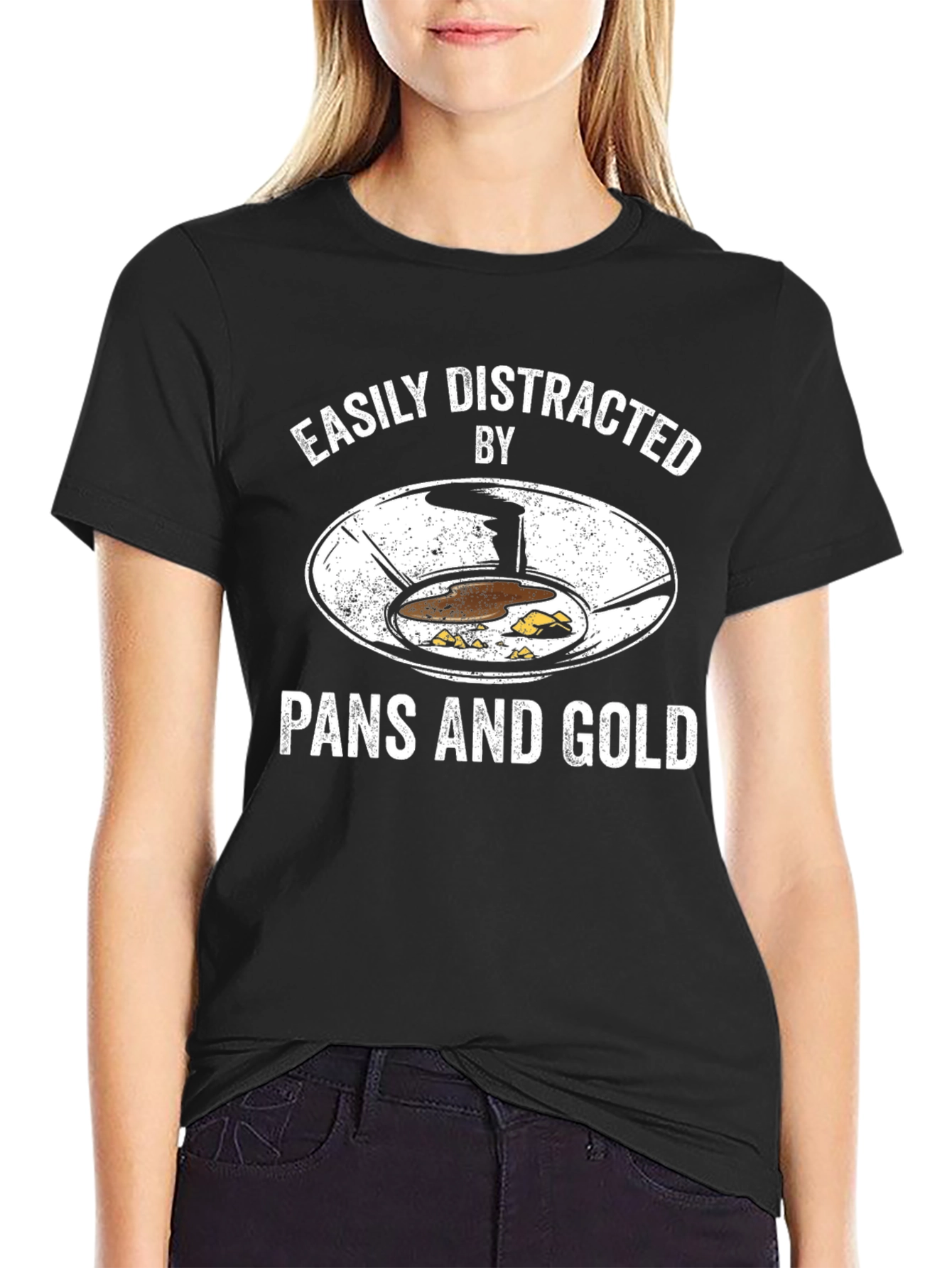 Easily Distracted by Pans and Gold T-Shirt