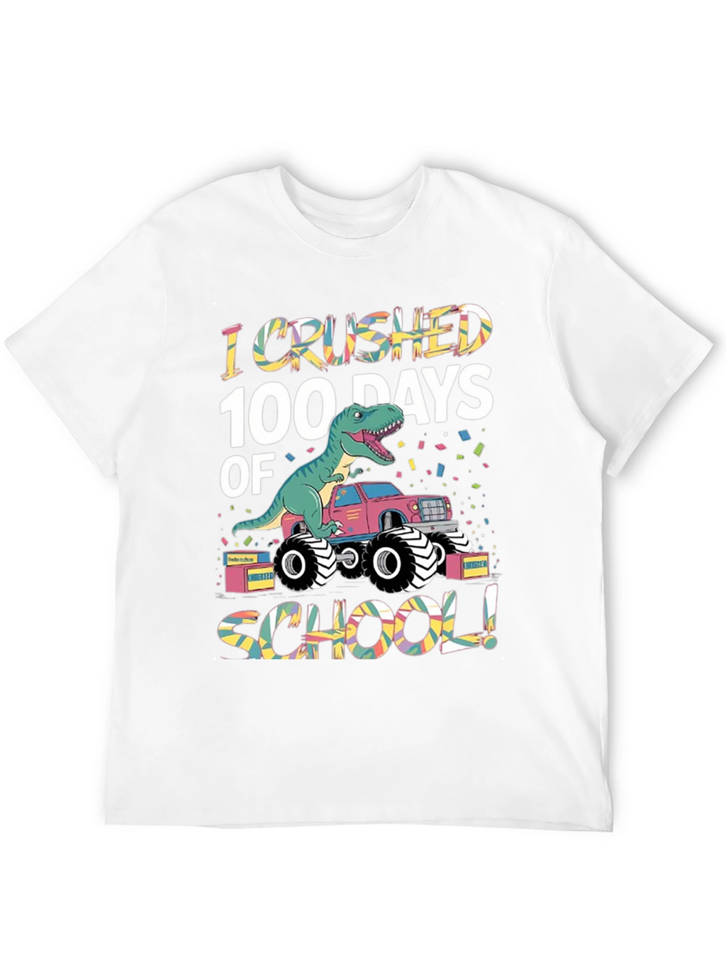 100 Days of School Dinosaur Monster Truck T-Shirt