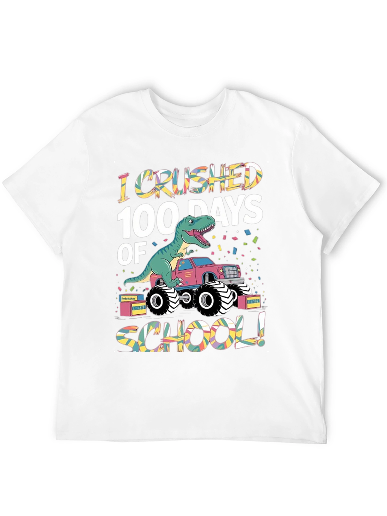 100 Days of School Dinosaur Monster Truck T-Shirt