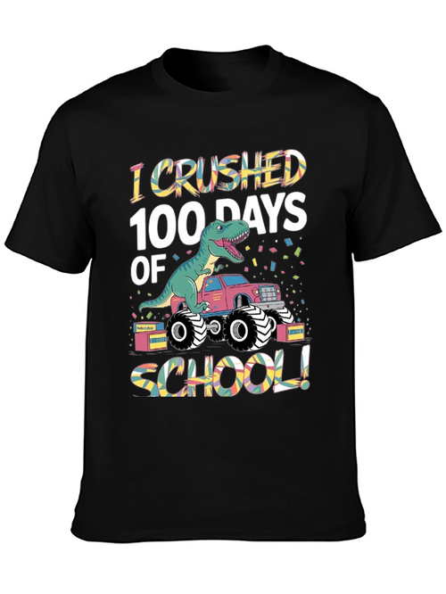 100 Days of School Dinosaur Monster Truck T-Shirt