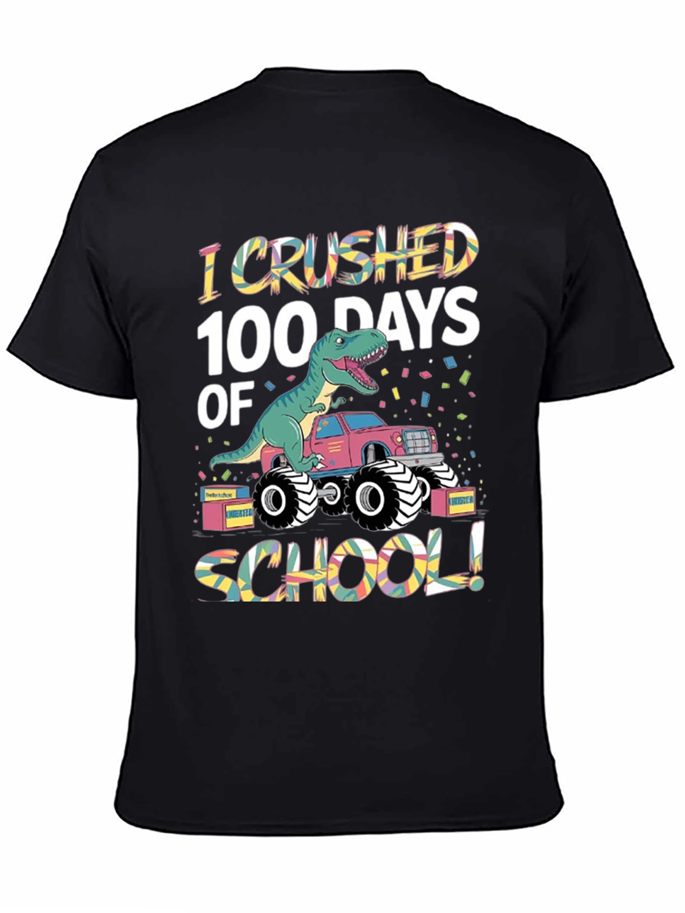 100 Days of School Dinosaur Monster Truck T-Shirt