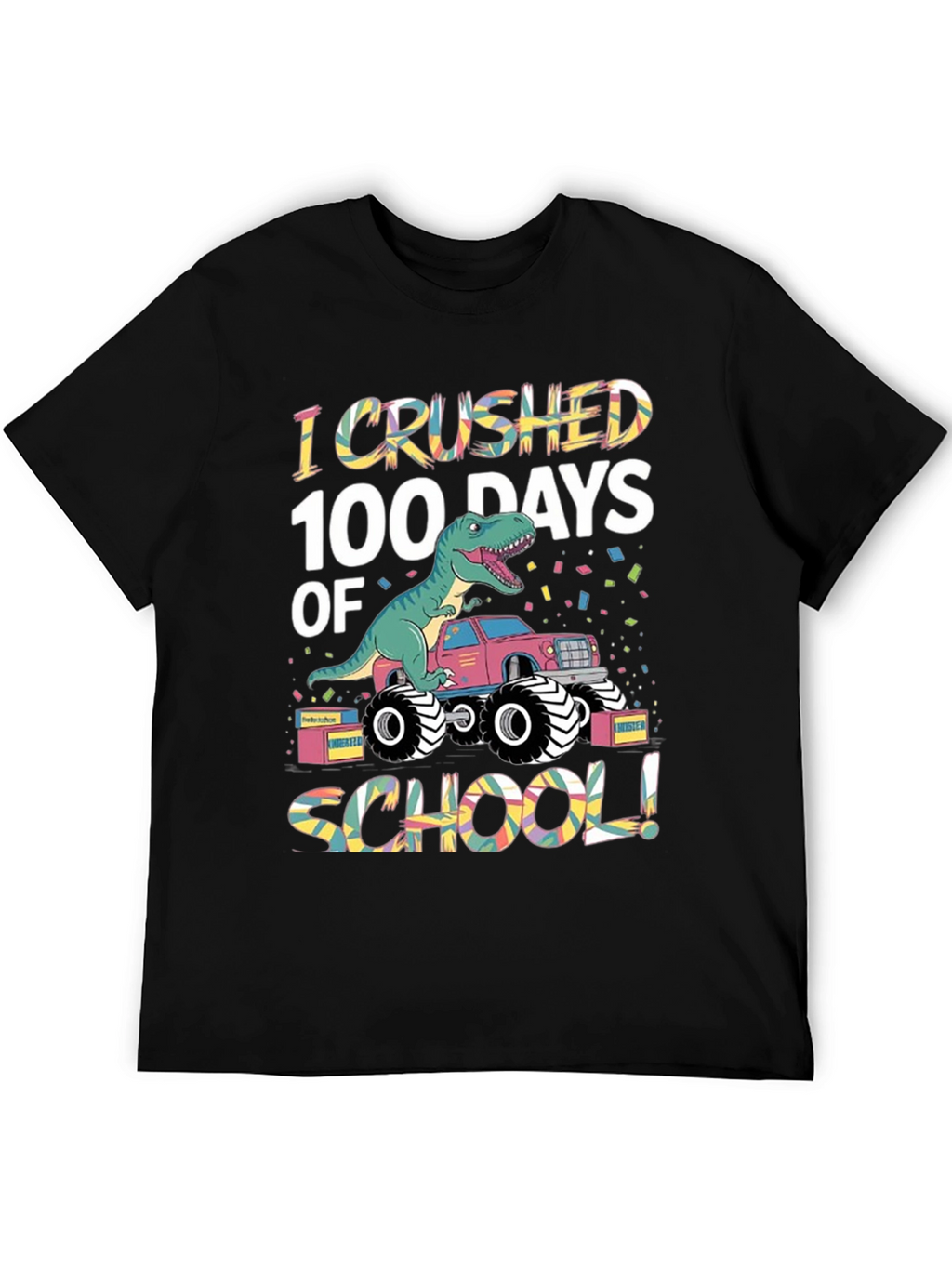 100 Days of School Dinosaur Monster Truck T-Shirt