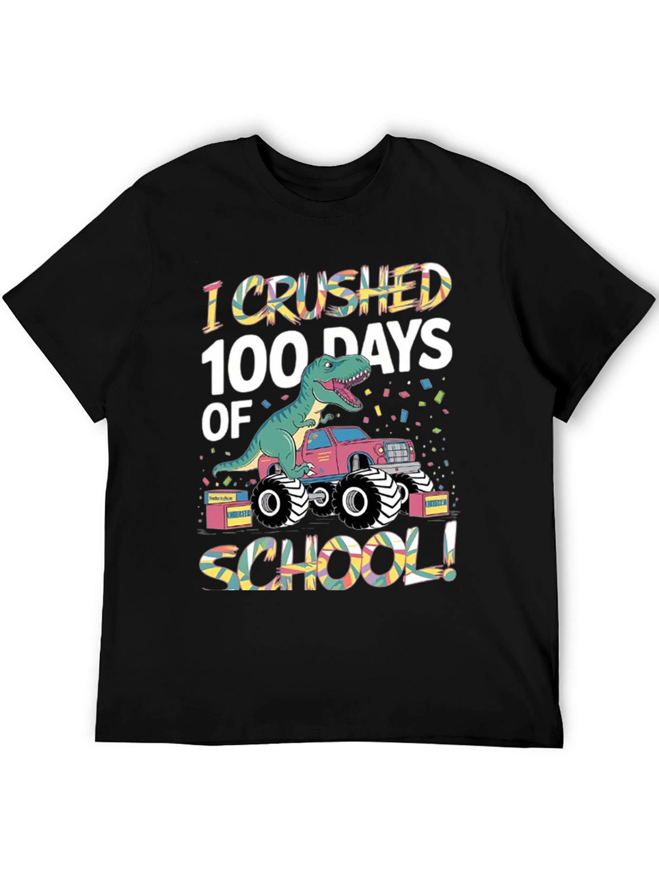 100 Days of School Dinosaur Monster Truck T-Shirt