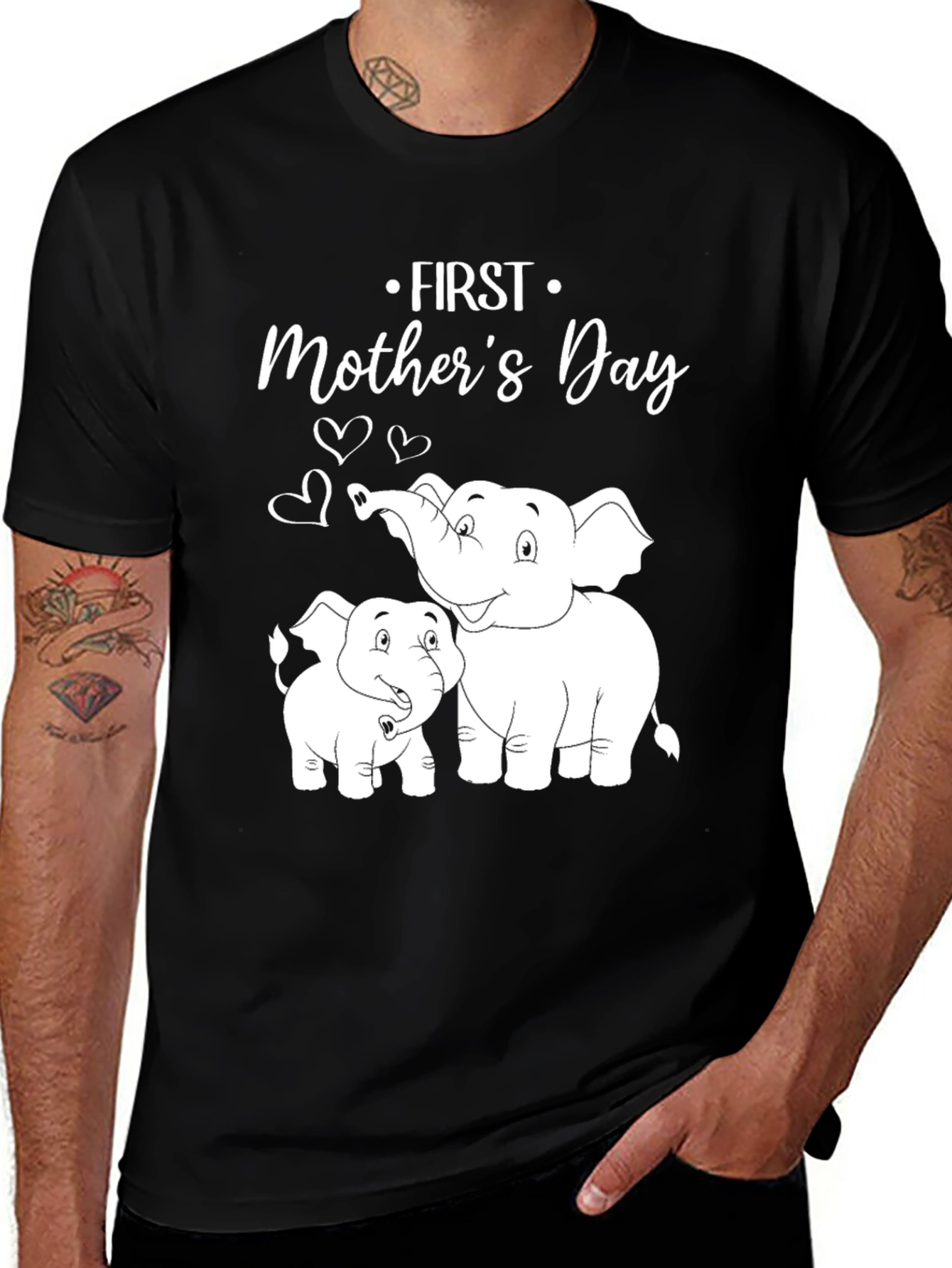 First Mothers Day Elephant T-Shirt - Cute Mom & Baby Graphic Tee