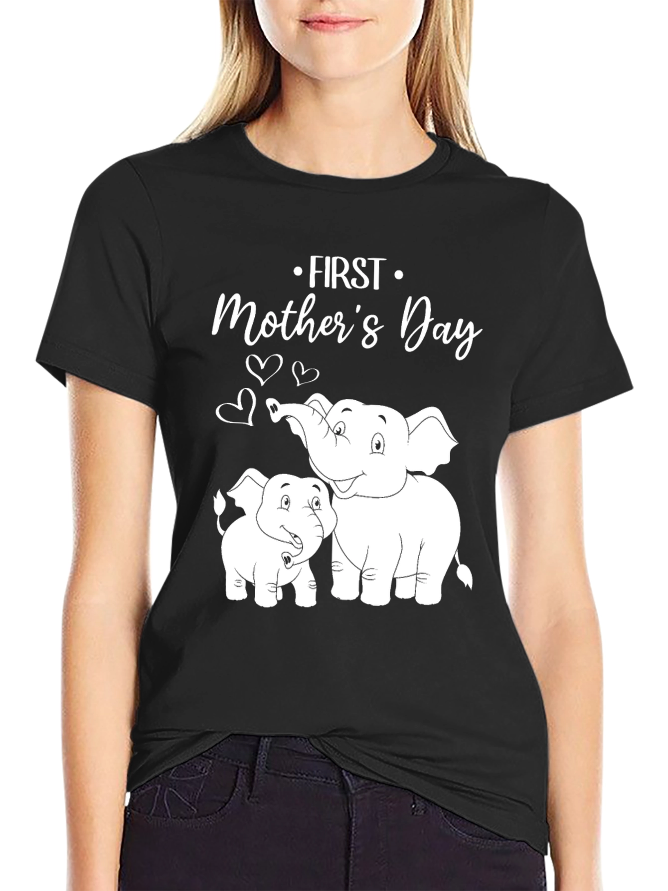 First Mothers Day Elephant T-Shirt - Cute Mom & Baby Graphic Tee