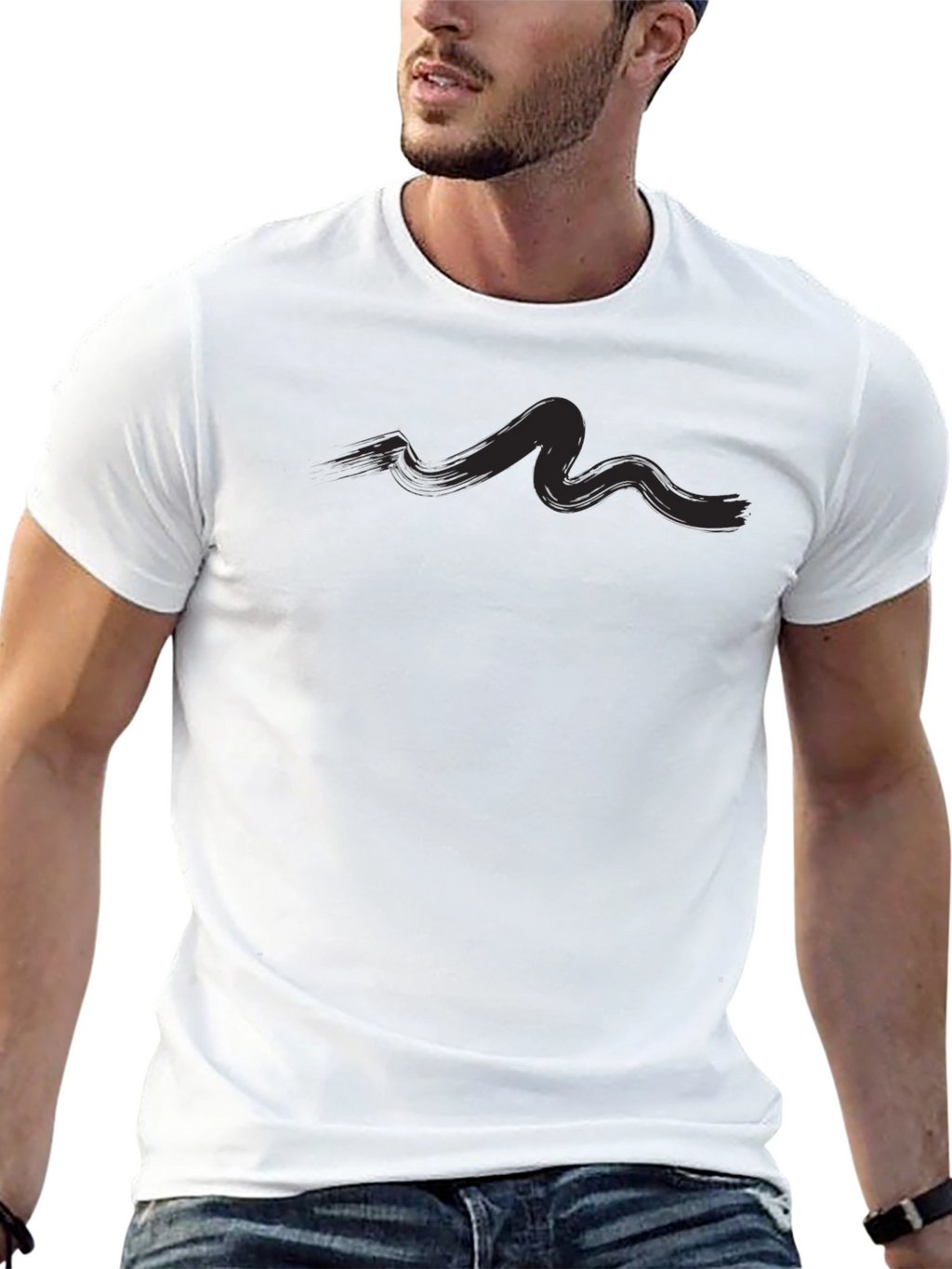 Mens Casual Black Graphic Tee Shirt