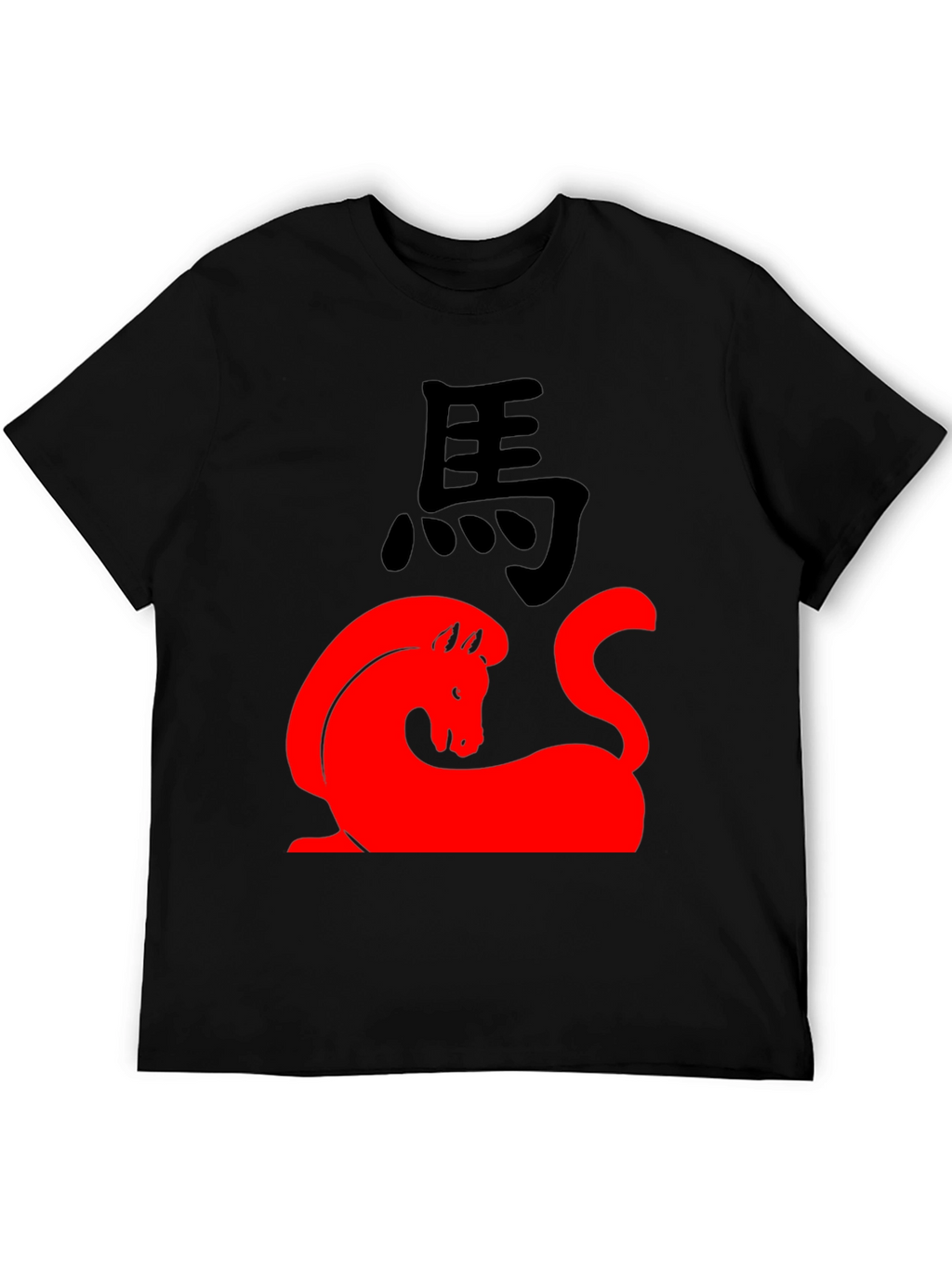 Red Horse Graphic Black T-Shirt