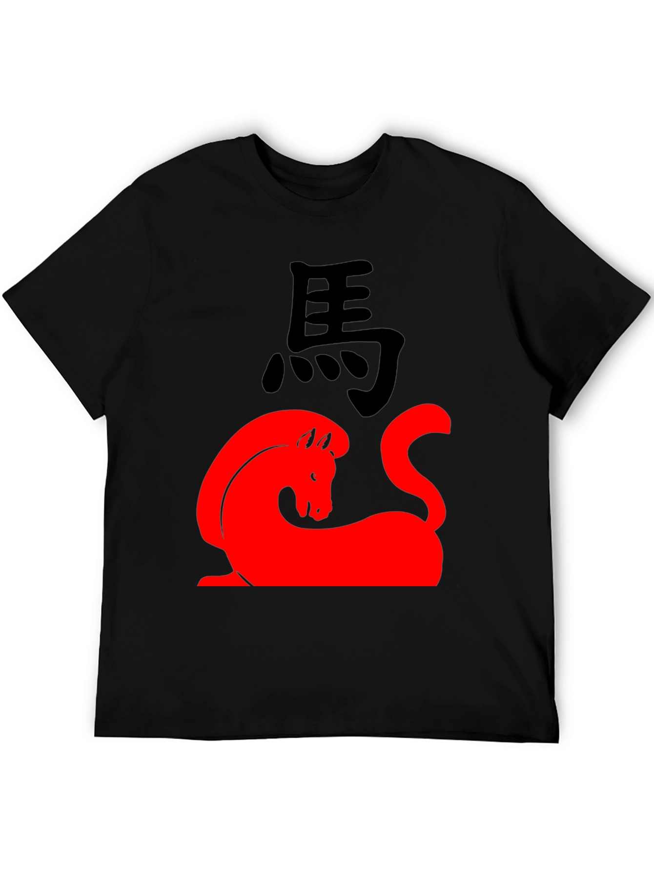 Red Horse Graphic Black T-Shirt