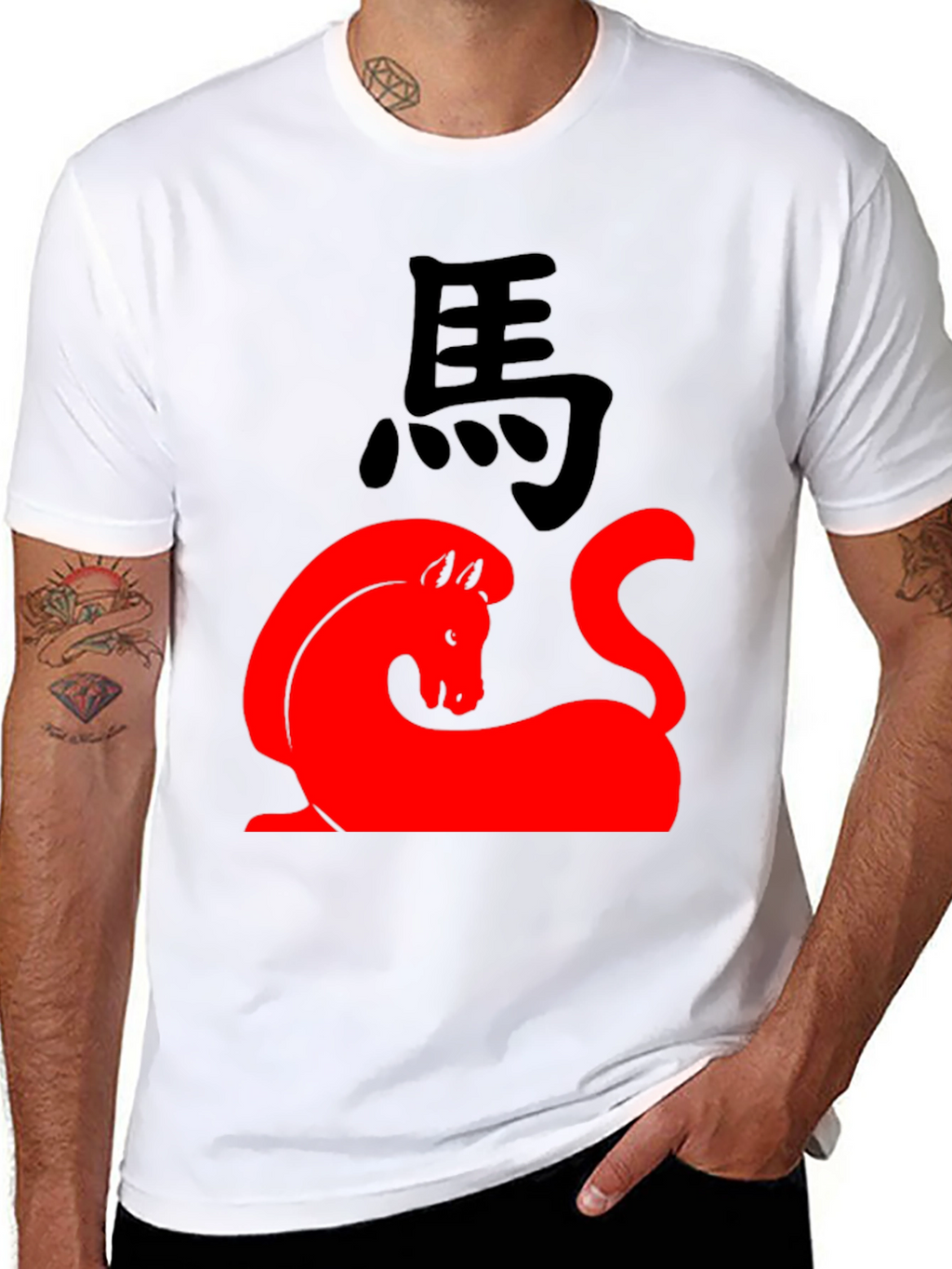 Red Horse Graphic Black T-Shirt