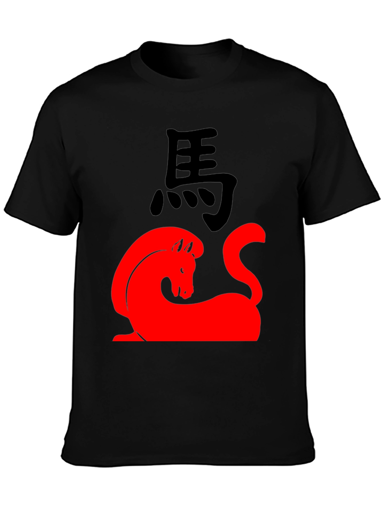 Red Horse Graphic Black T-Shirt