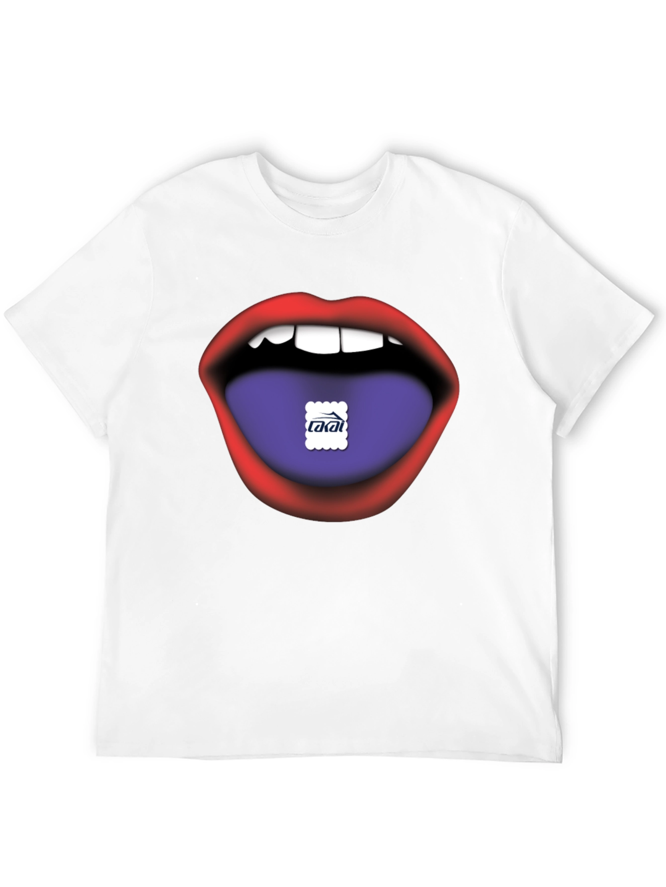Lips Tongue Graphic Print Mens Black T-Shirt