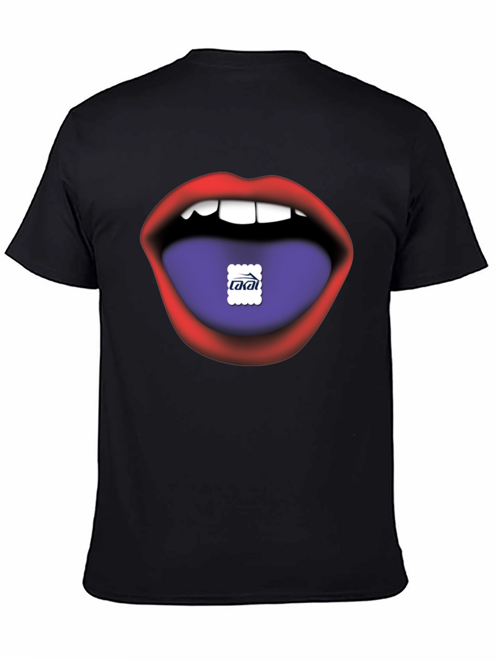 Lips Tongue Graphic Print Mens Black T-Shirt