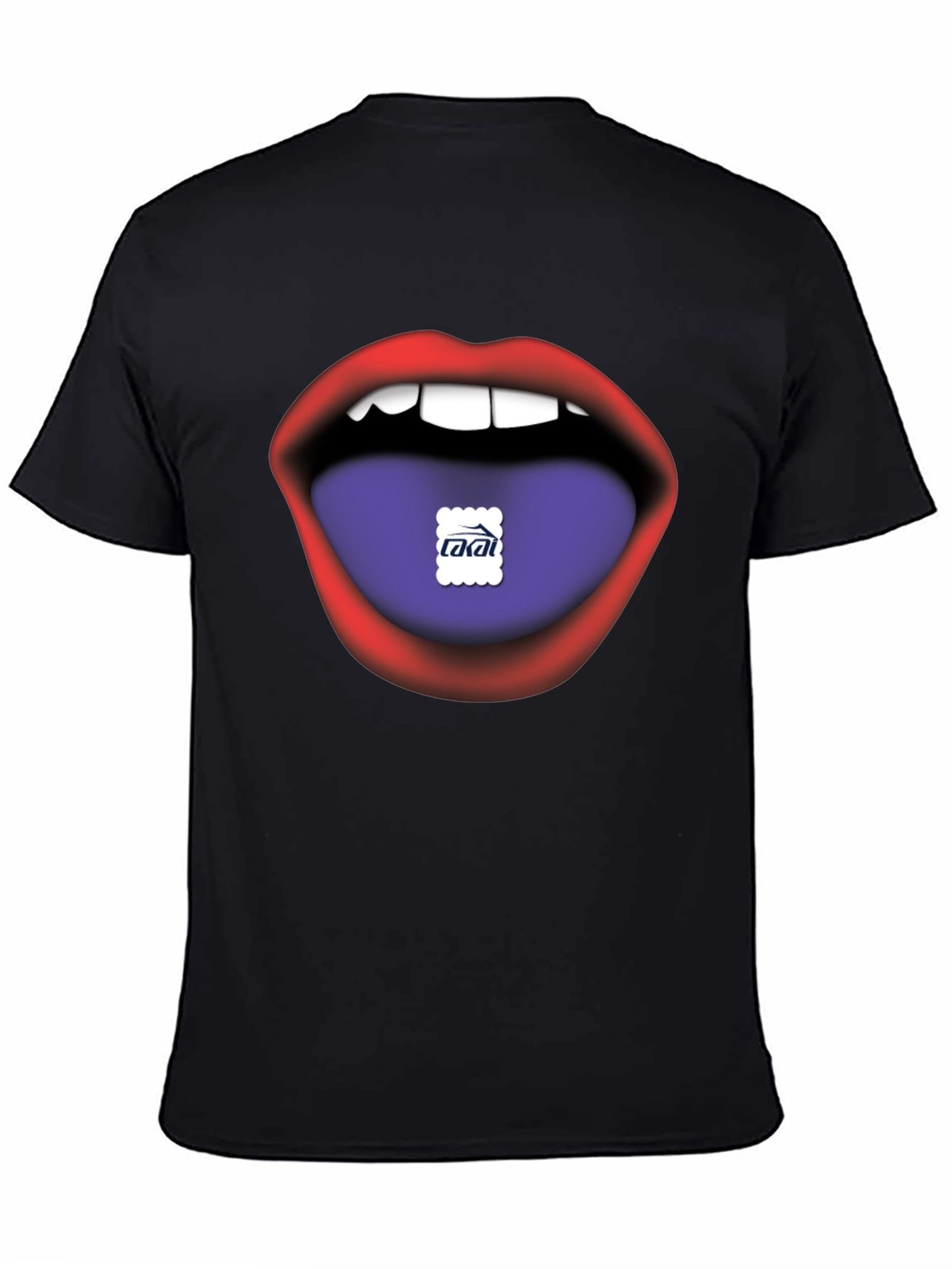 Lips Tongue Graphic Print Mens Black T-Shirt